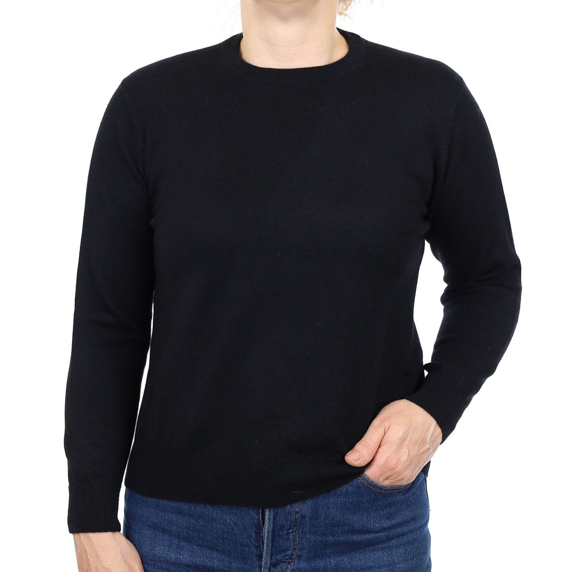 Black Cashmere Crew Neck Jumper Medium