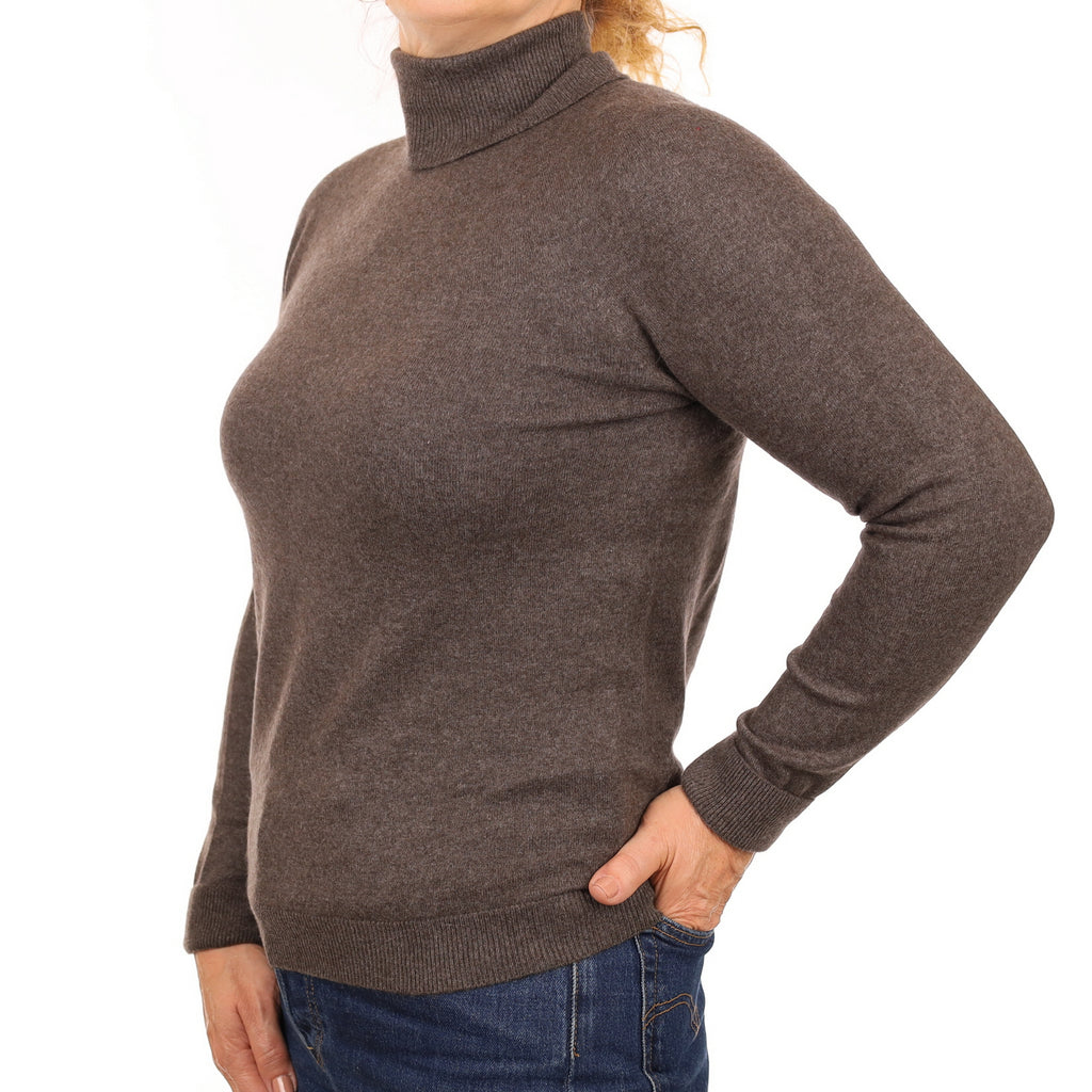 Donkey Brown Cashmere Polo Neck Jumper Medium
