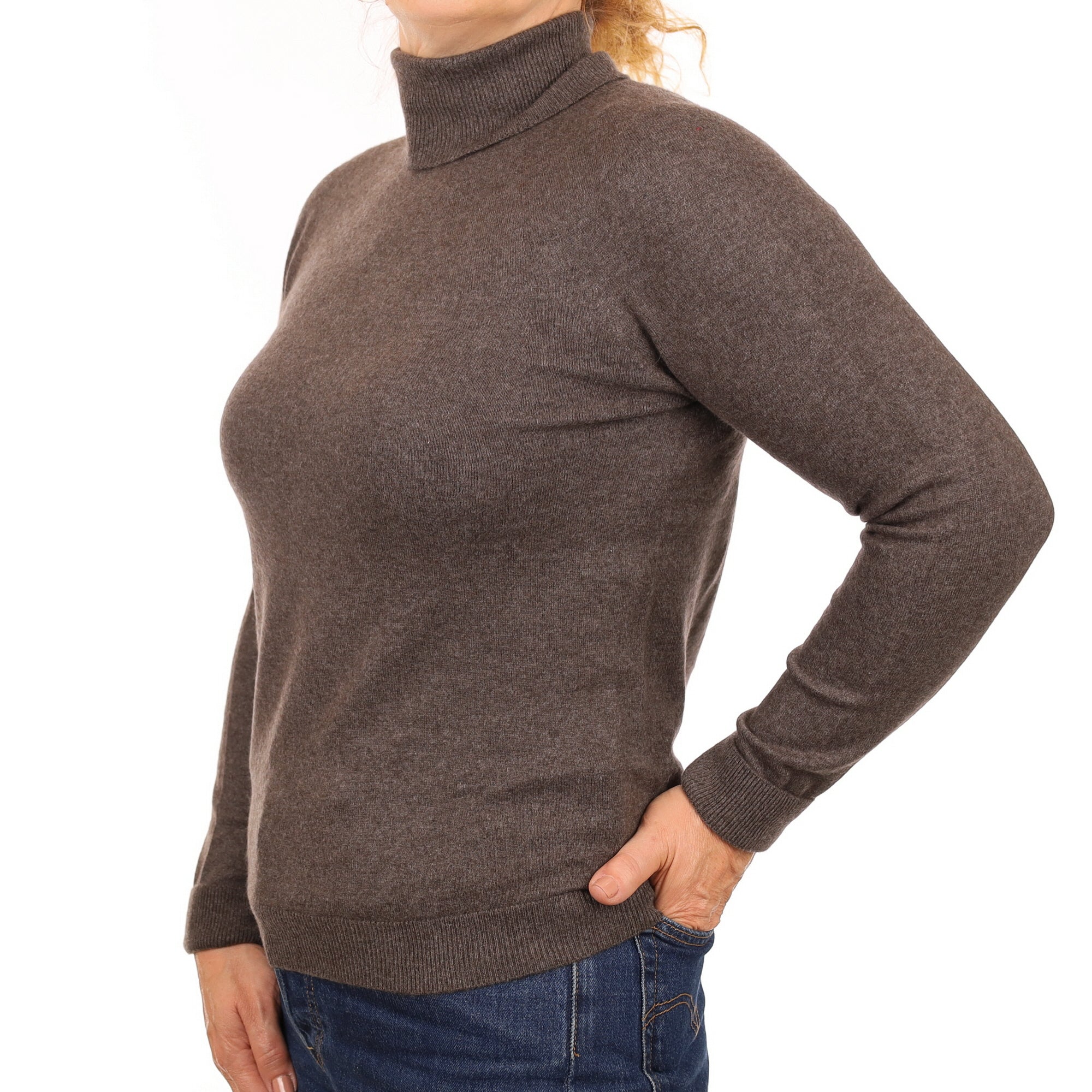 Donkey Brown Cashmere Polo Neck Jumper Medium