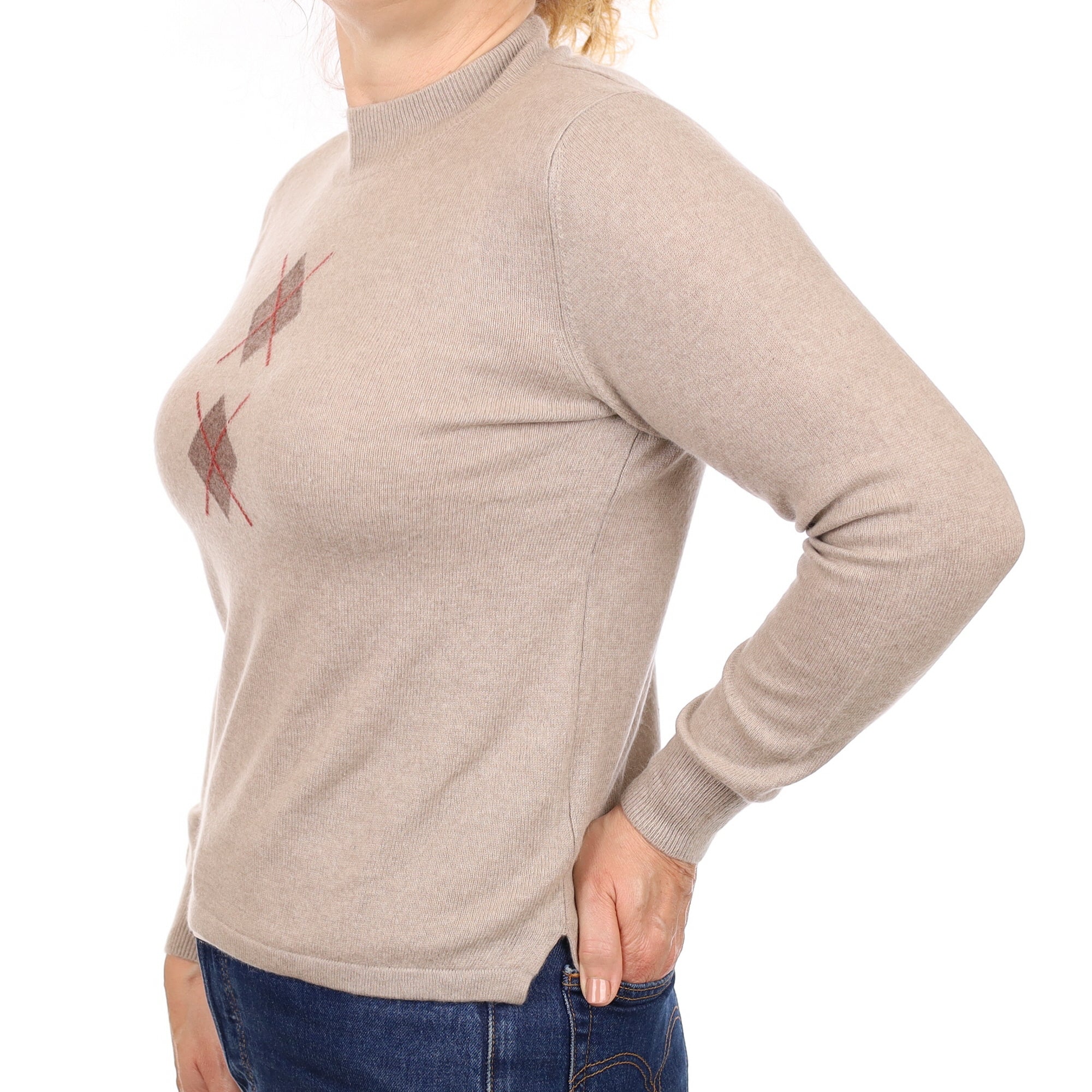 Fawn Diamond Cashmere Turtleneck Jumper Medium