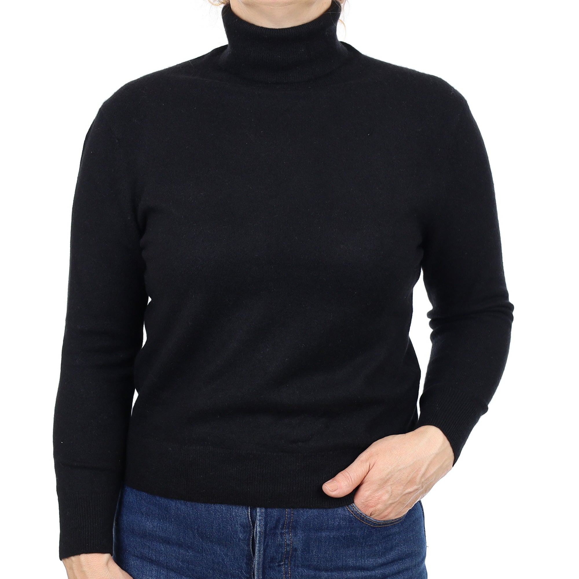 Black Cashmere Polo Jumper Medium