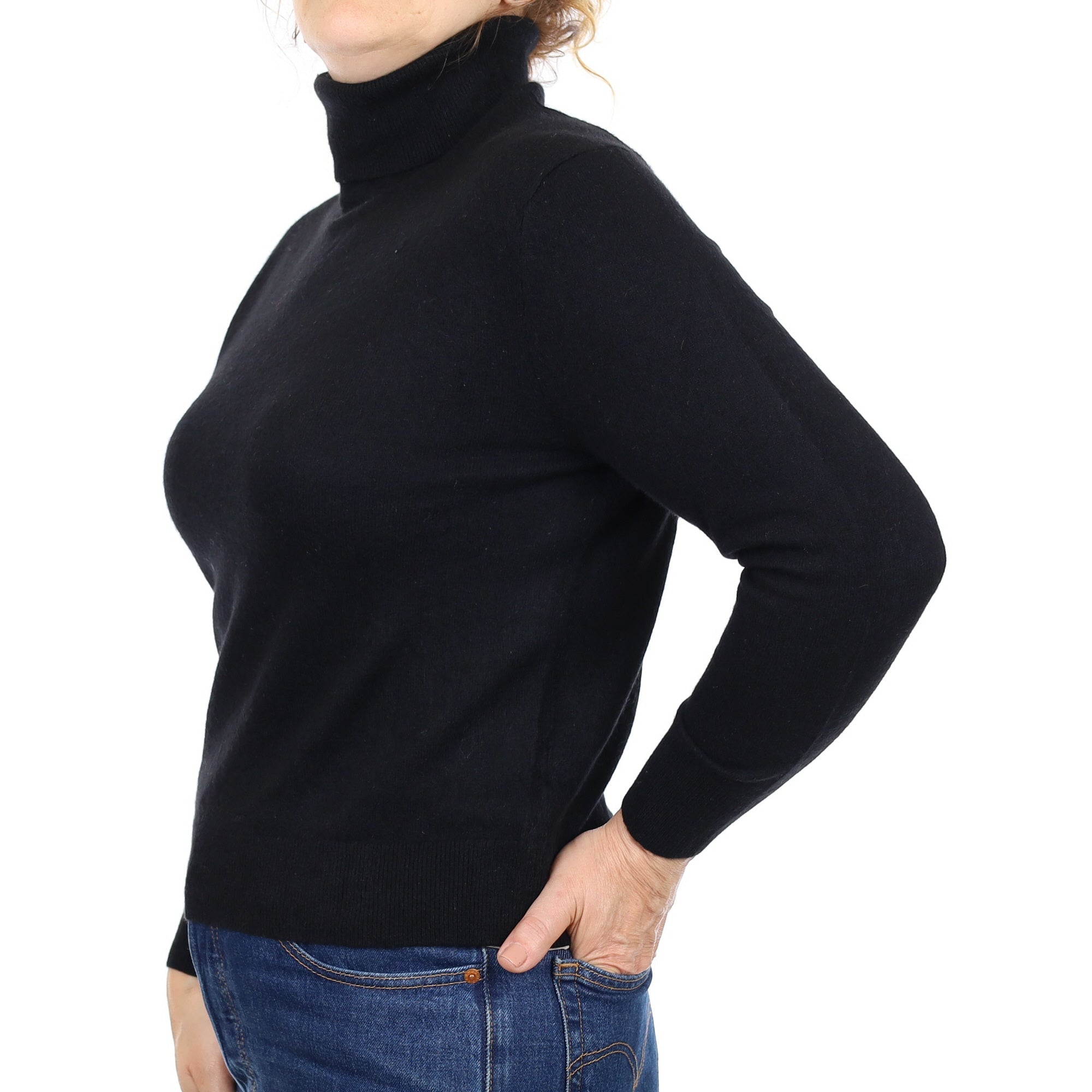 Black Cashmere Polo Jumper Medium