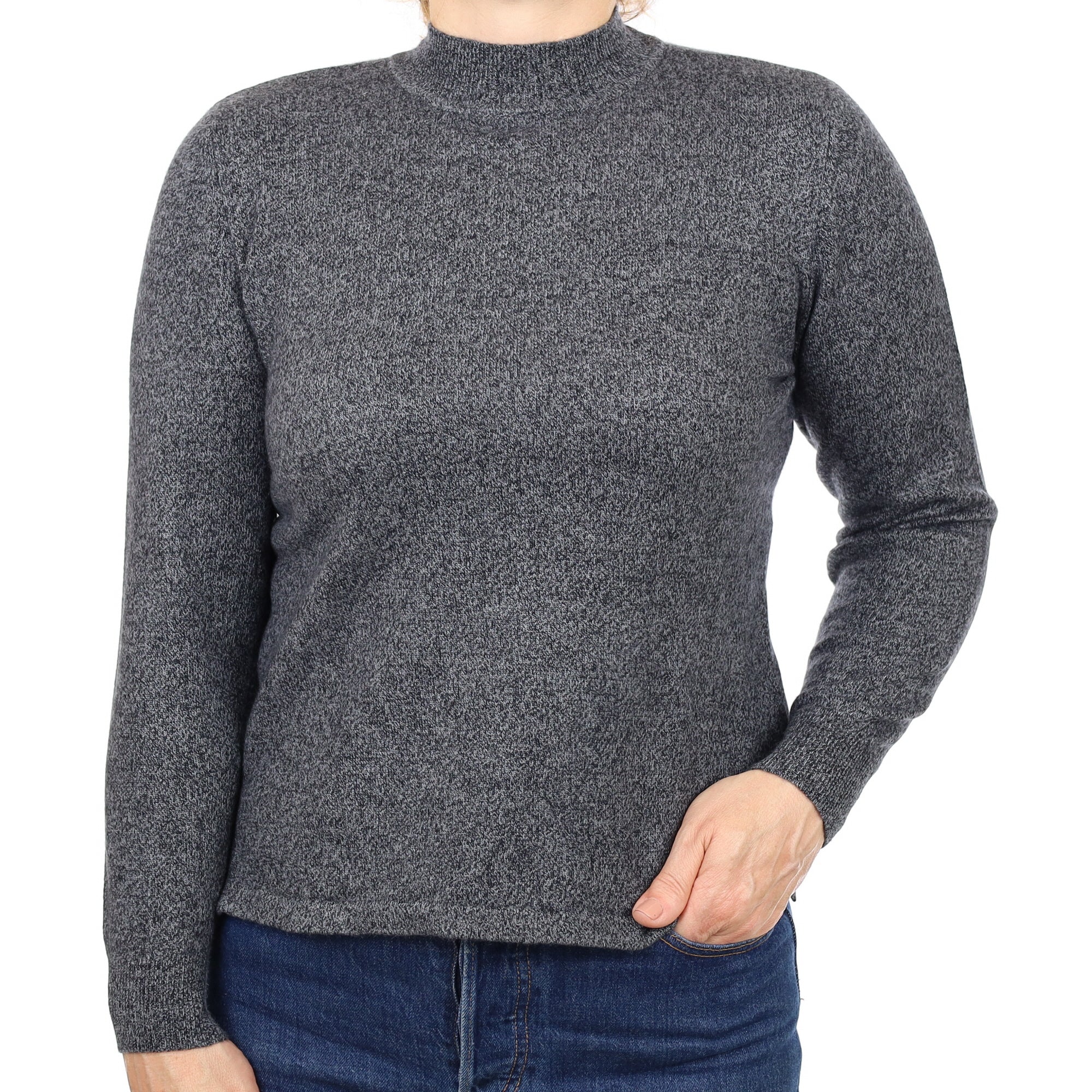 Charcoal Marl Cashmere Turtleneck Jumper Medium