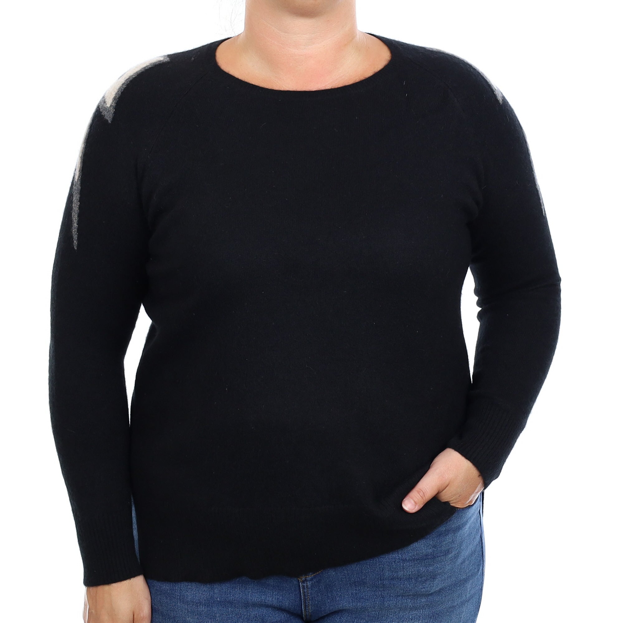 Wyse Black Lightening Flash Cashmere Crew Neck Jumper Large