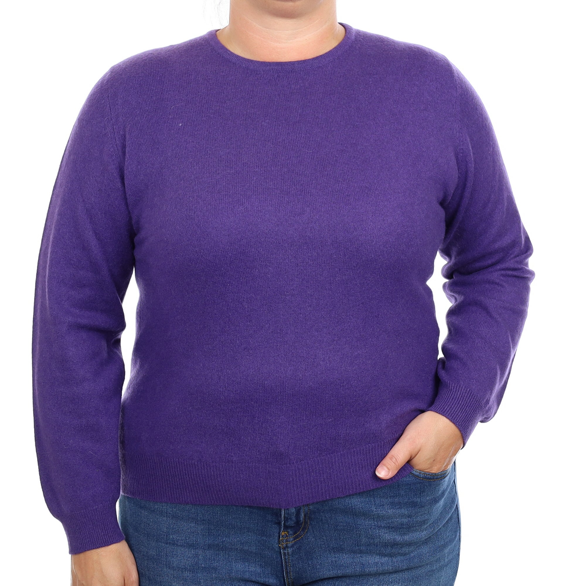 Pansy Purple Cashmere Crew Neck Jumper Large