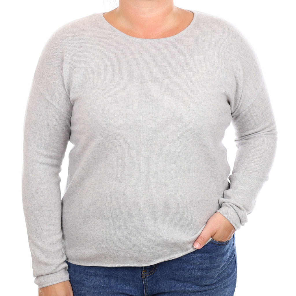 Mist Grey Cashmere Boxy Crew Neck Jumper Large
