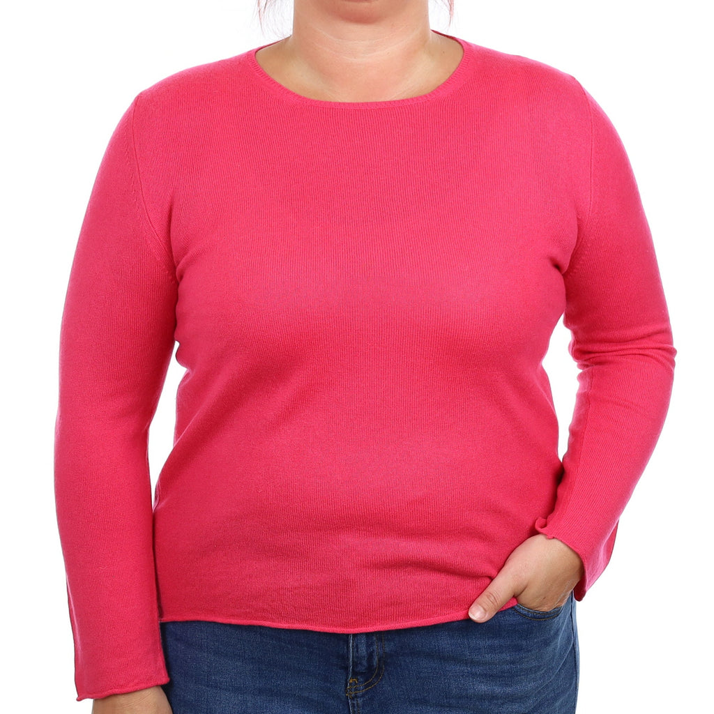 Hot Pink Cashmere Crew Neck Jumper Large
