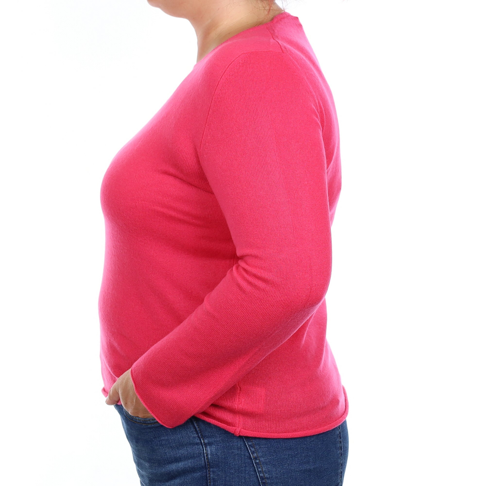 Hot Pink Cashmere Crew Neck Jumper Large
