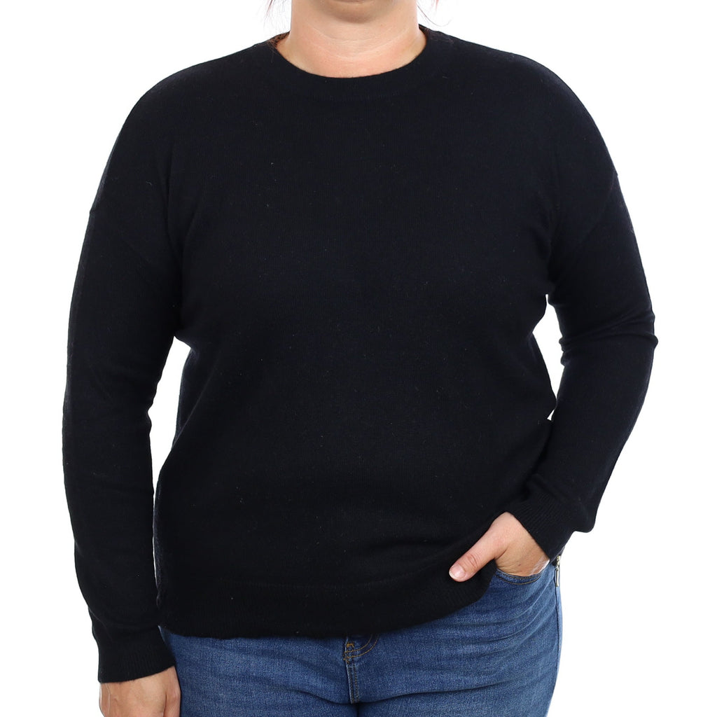 Black Zip Side Cashmere Crew Neck Jumper Large