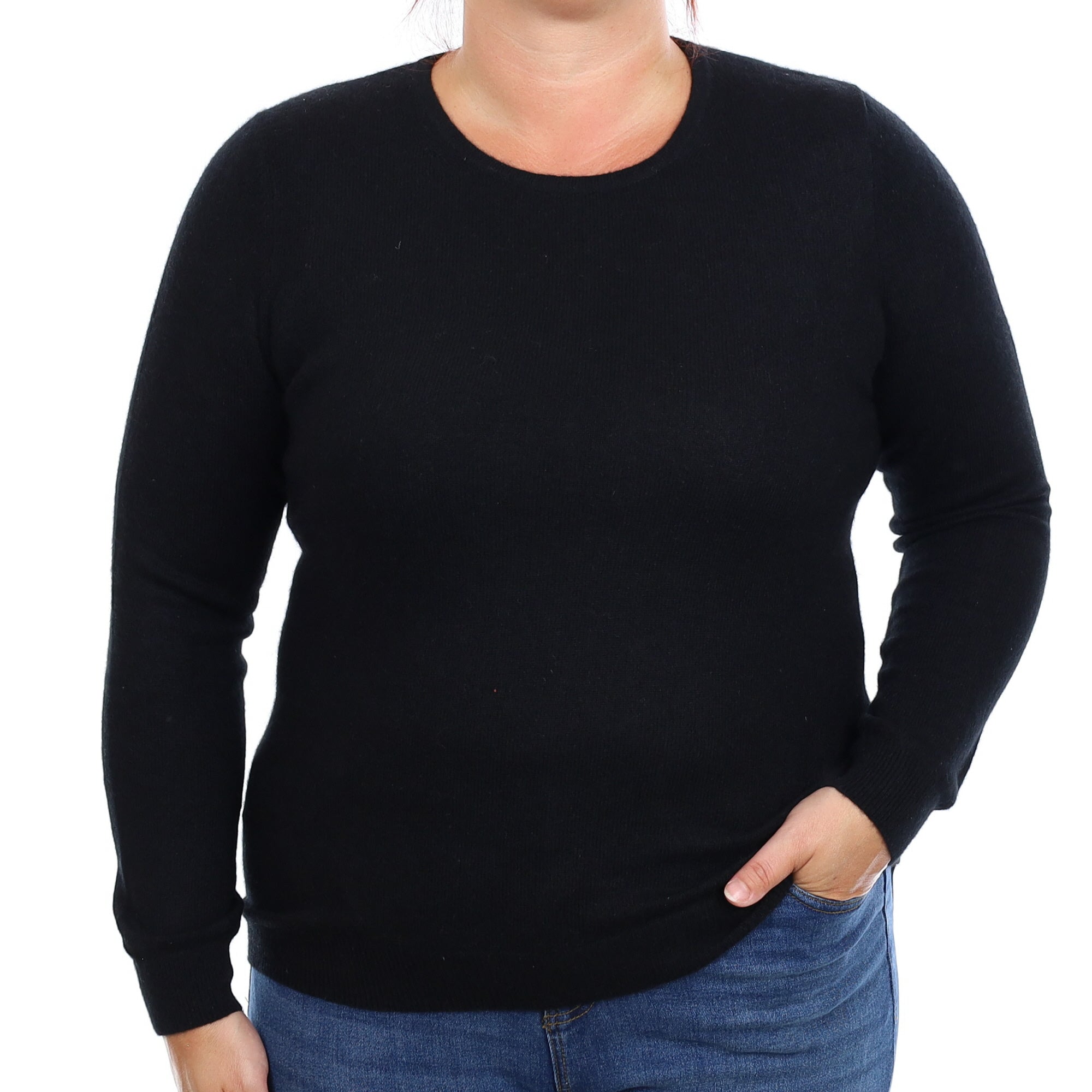 Black Cashmere Crew Neck Jumper Large