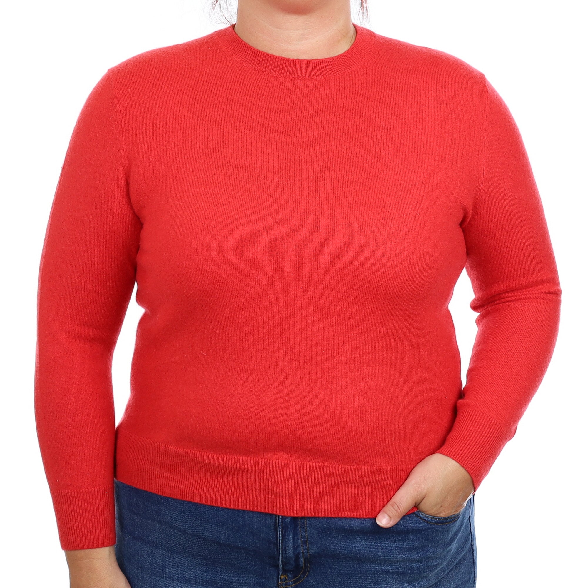 Vermillion Red Cashmere Crew Neck Jumper Large