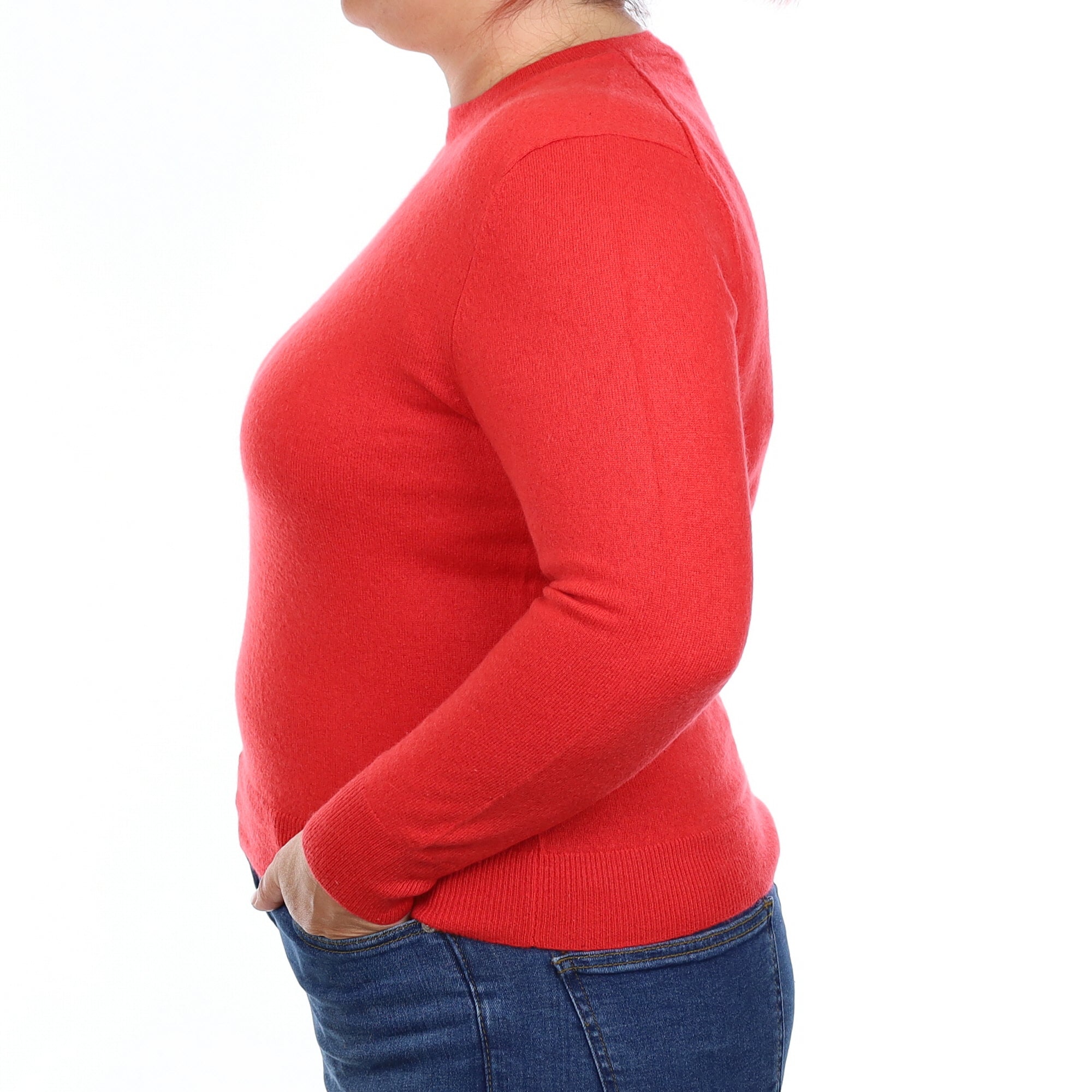 Vermillion Red Cashmere Crew Neck Jumper Large
