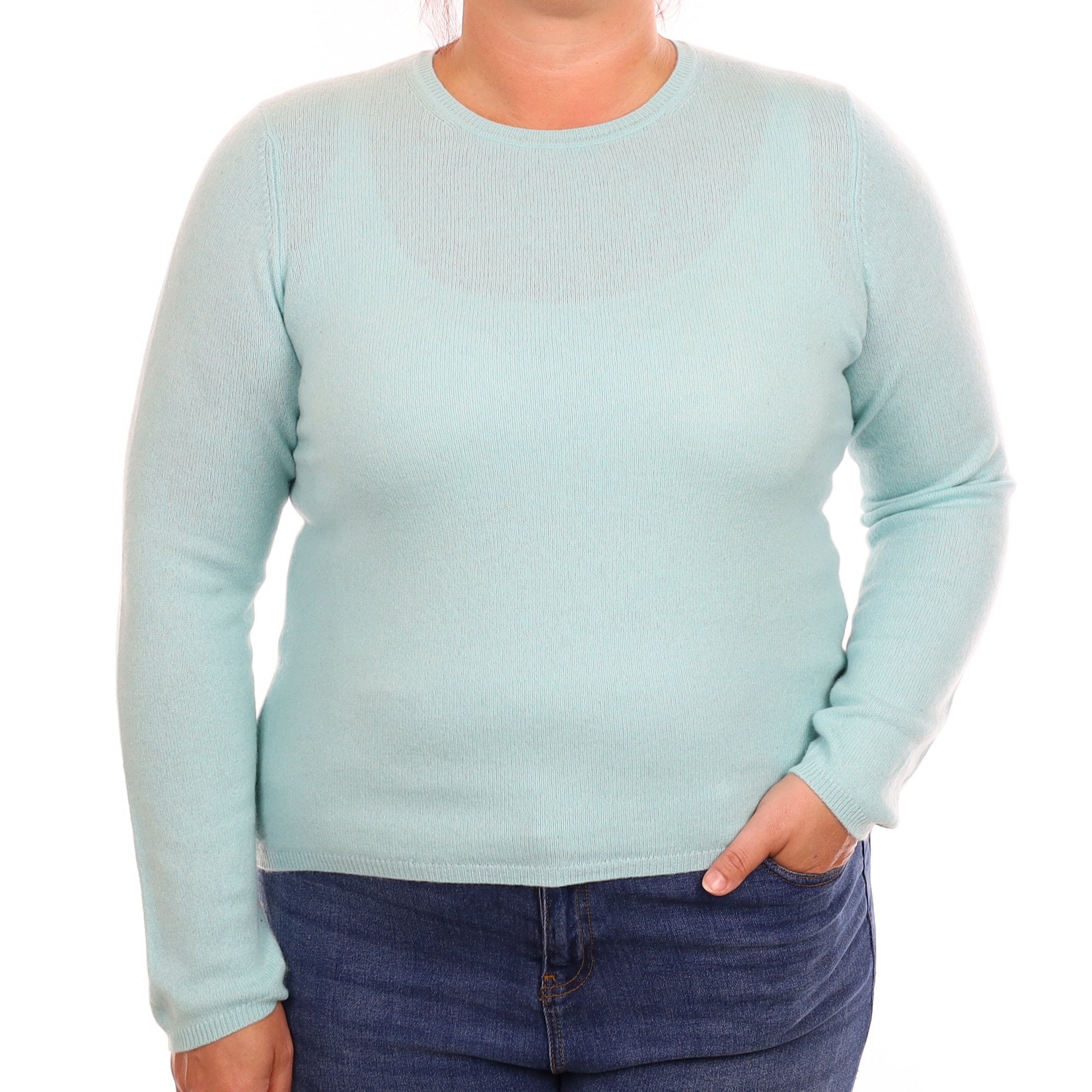 Aqua Blue Cashmere Crew Neck Jumper Large