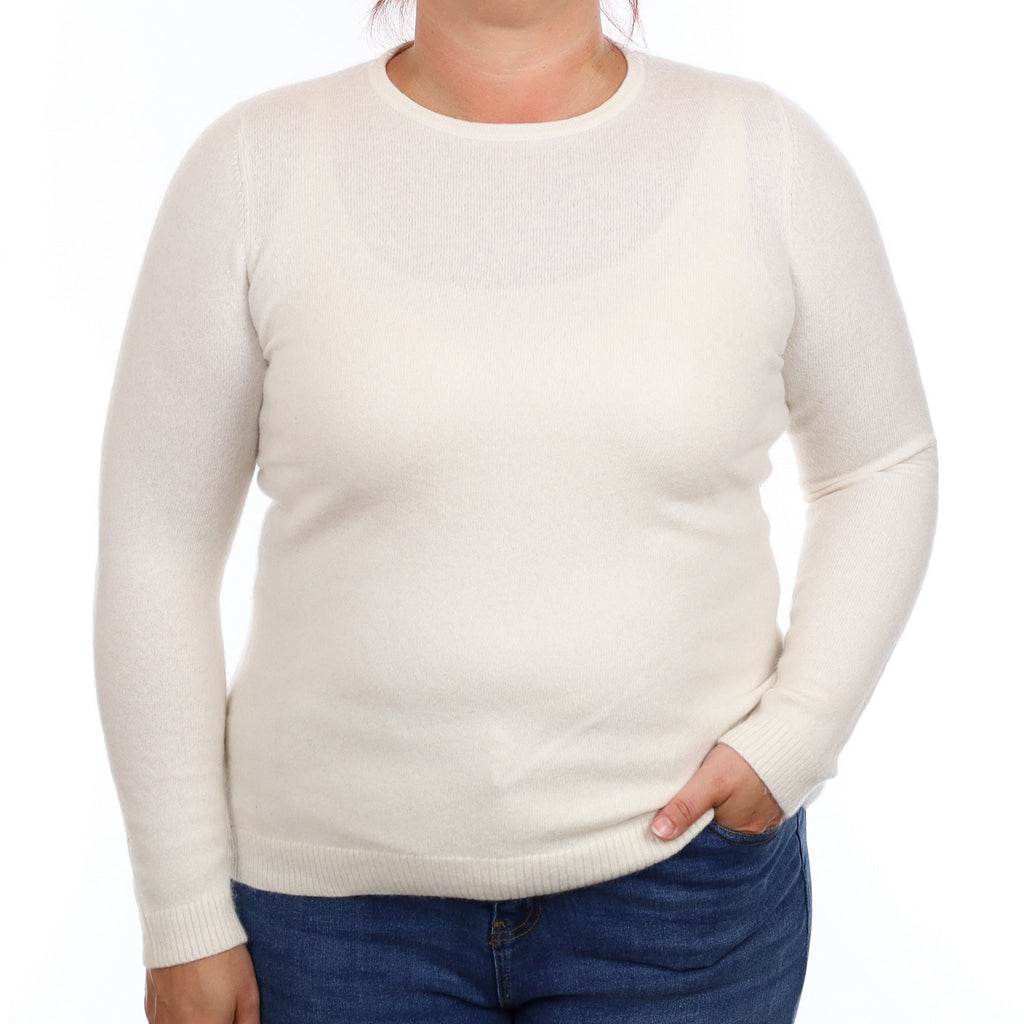 L.L Bean Warm White Cashmere Crew Neck Jumper Large