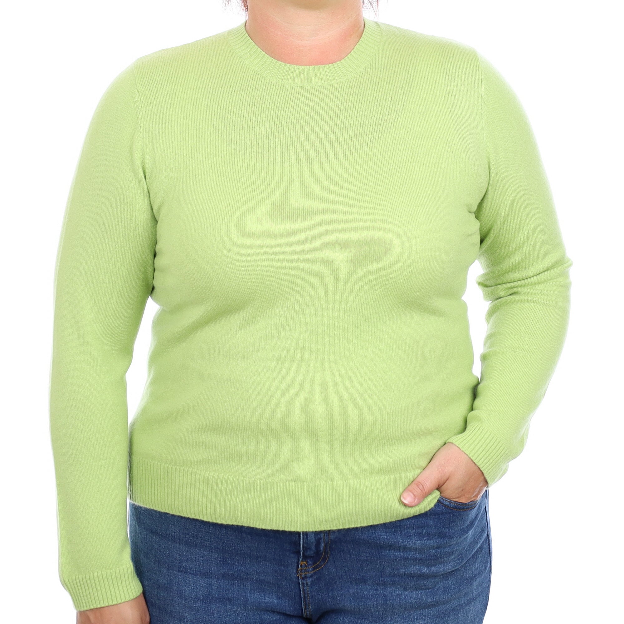 Lime Green Cashmere Crew Neck Jumper Large