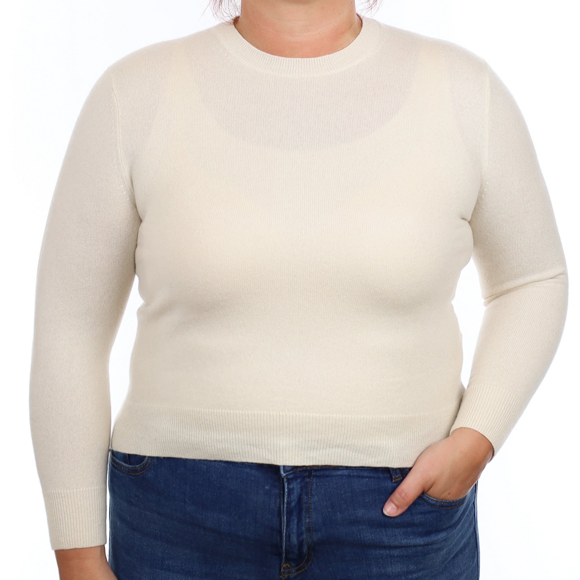 Vanilla Cream Cashmere Crew Neck Jumper Large