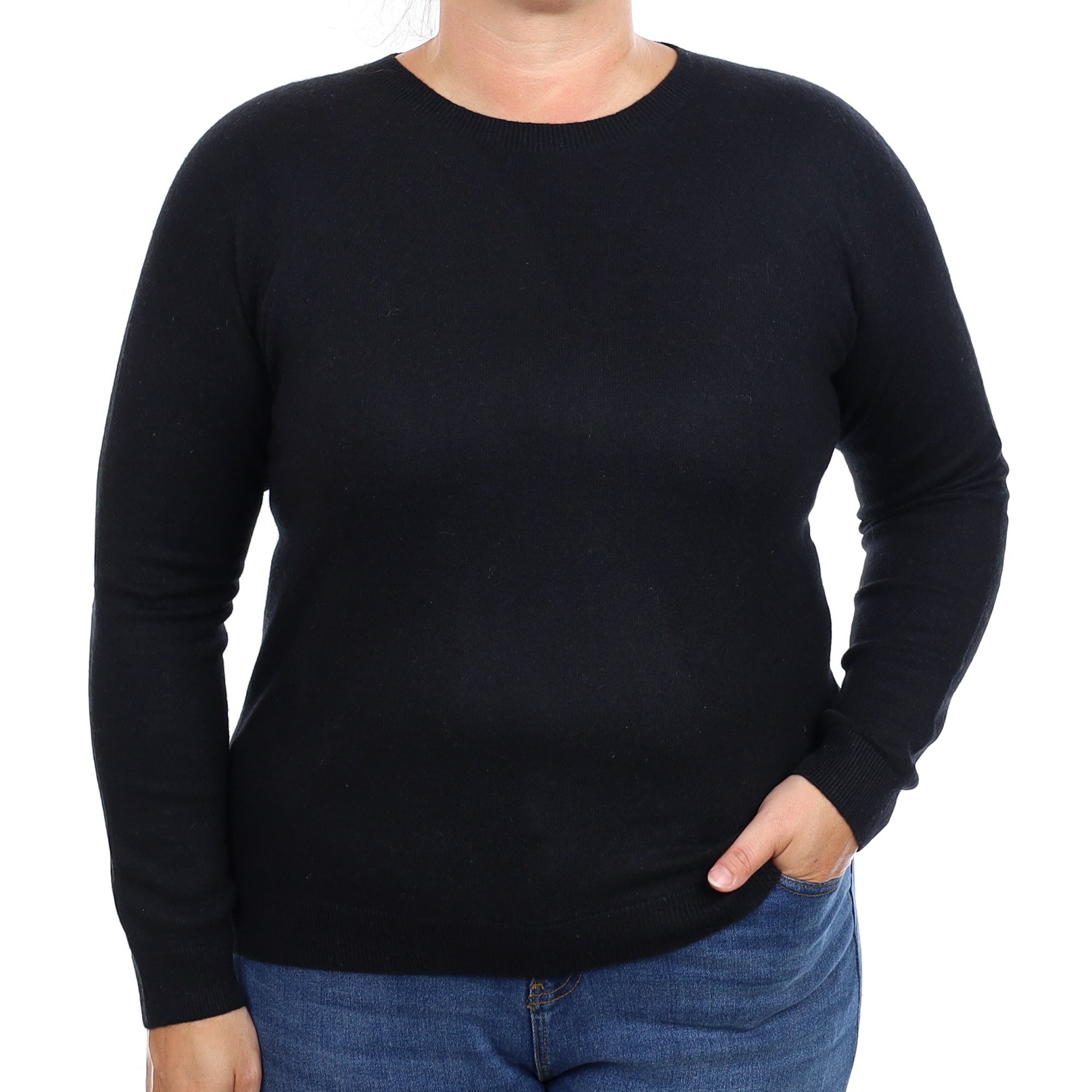 Black Cashmere Crew Neck Jumper Large