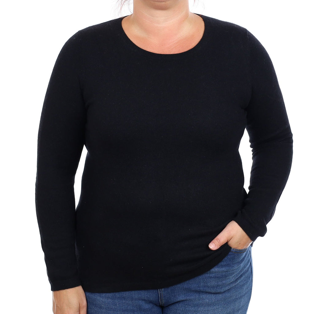 Black Cashmere Crew Neck Jumper Large