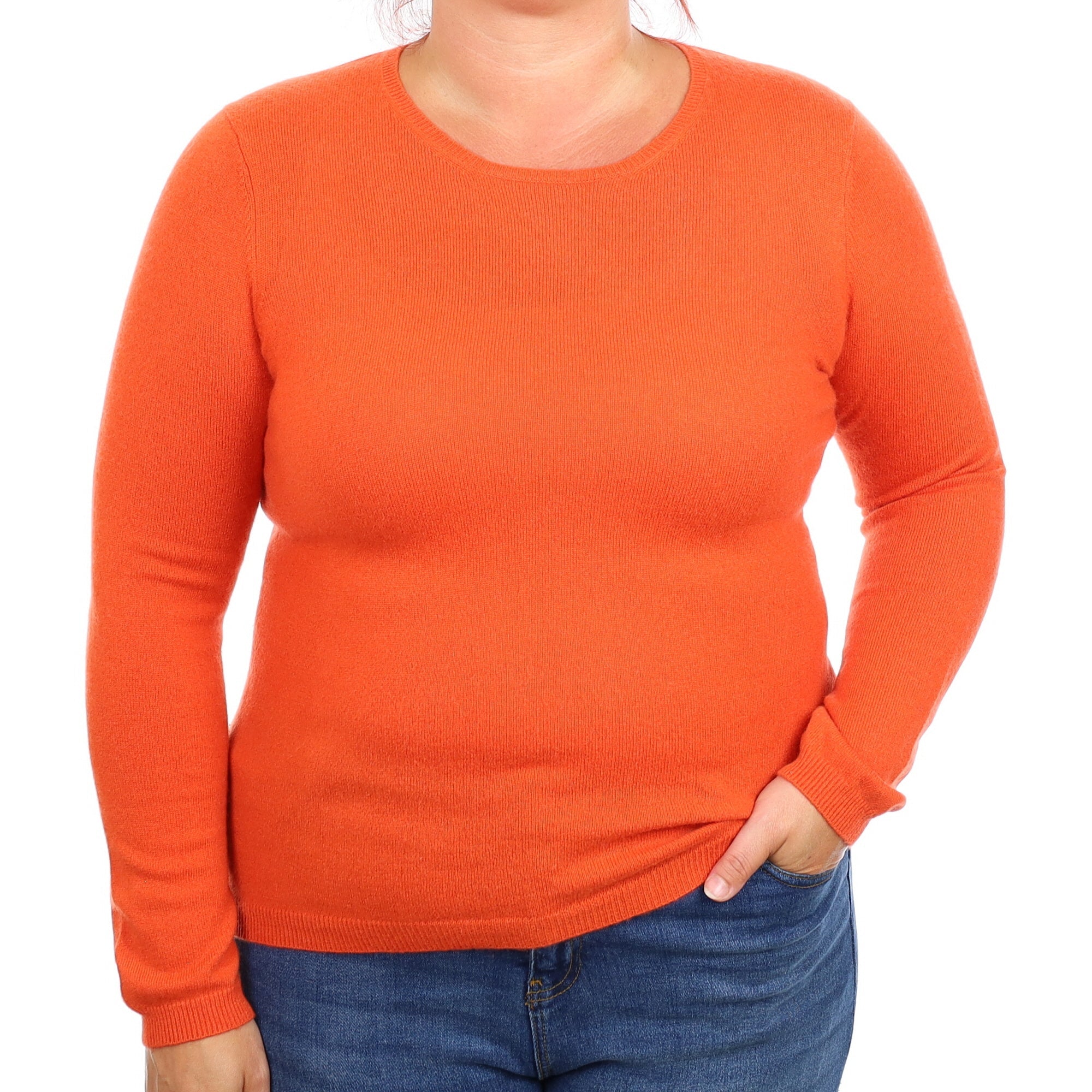 Tangerine Orange Cashmere Crew Neck Jumper Large