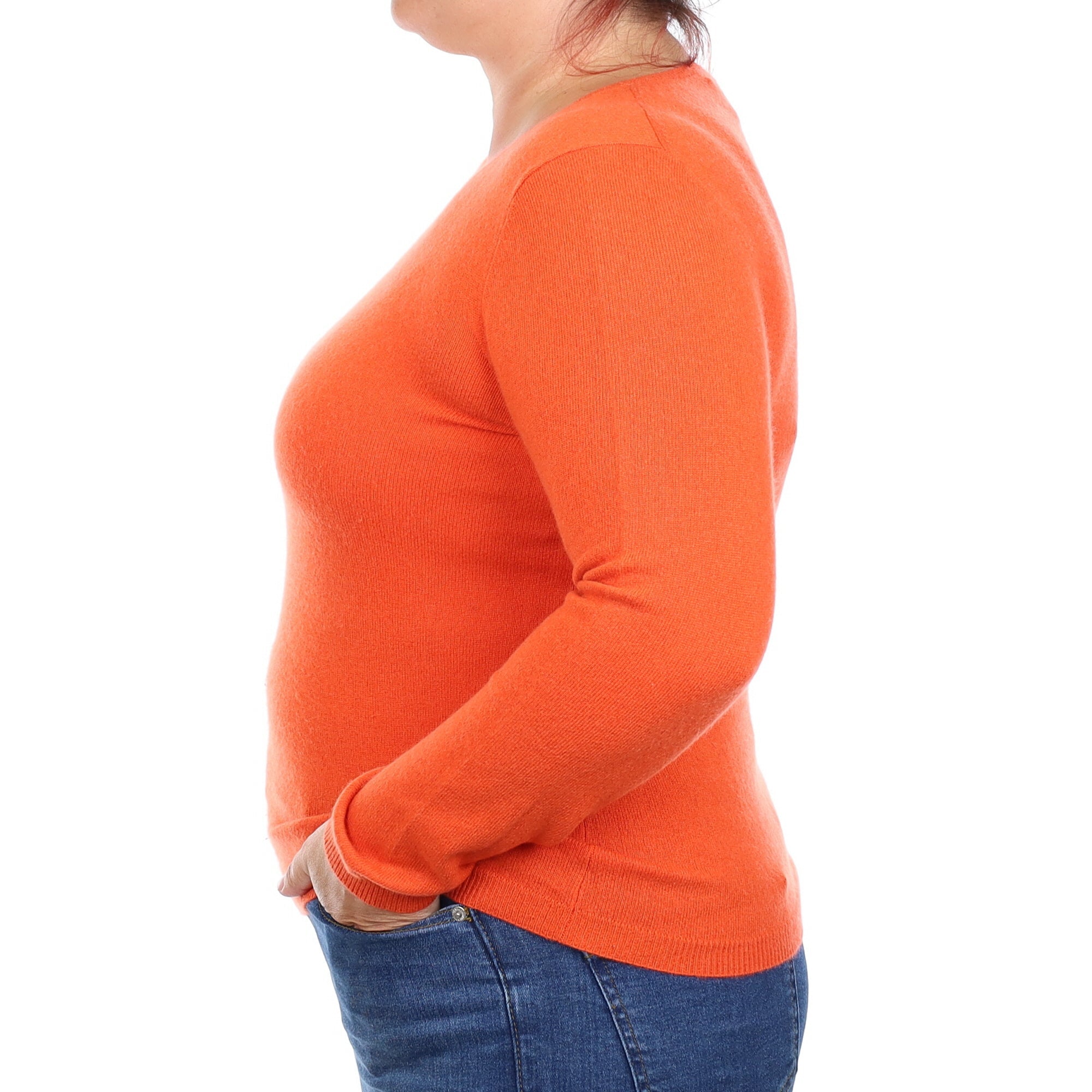 Tangerine Orange Cashmere Crew Neck Jumper Large