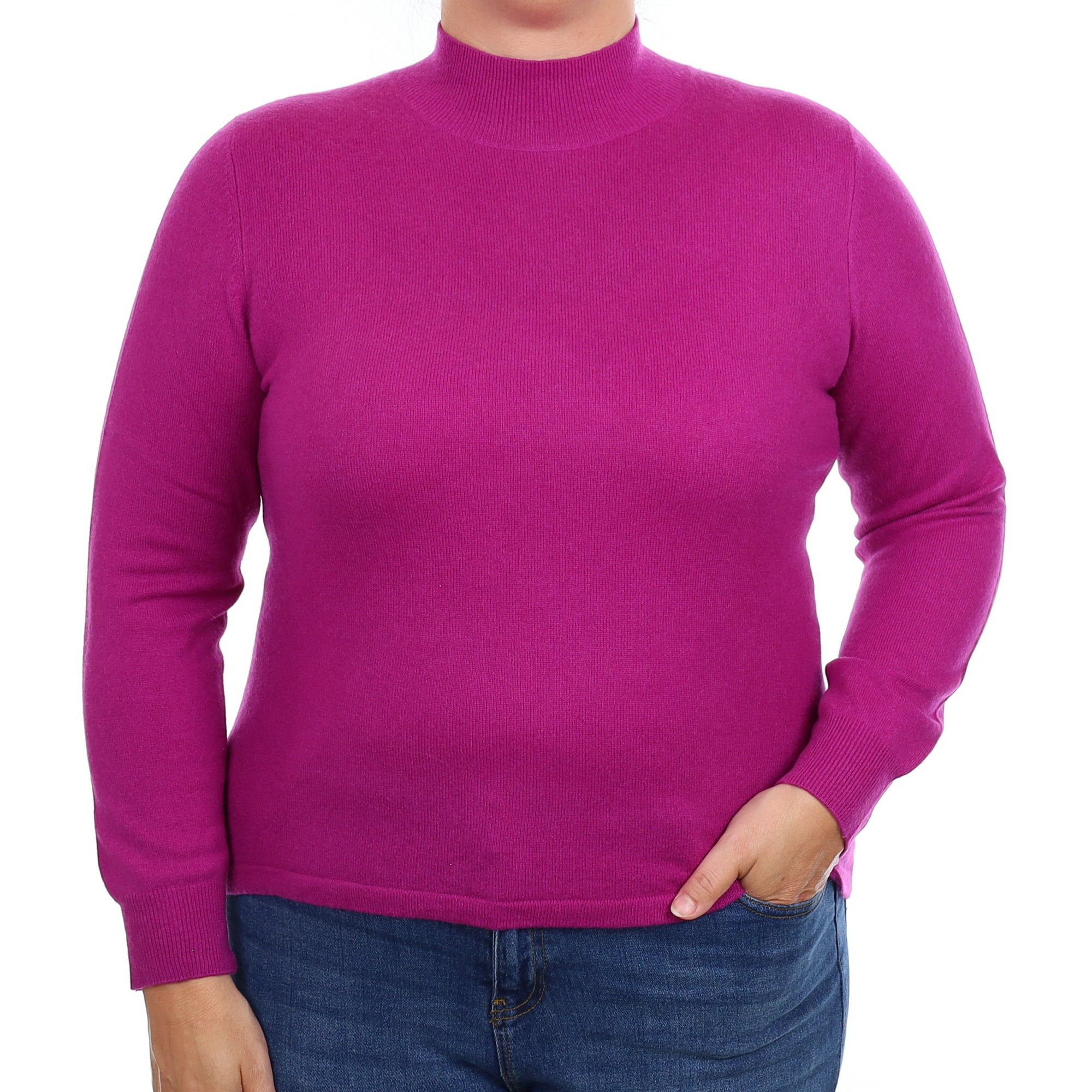 Magenta Purple Cashmere Turtleneck Jumper Large