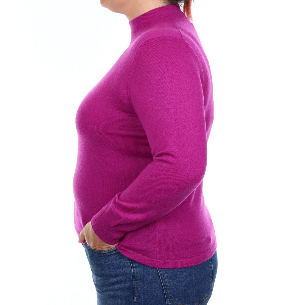 Magenta Purple Cashmere Turtleneck Jumper Large