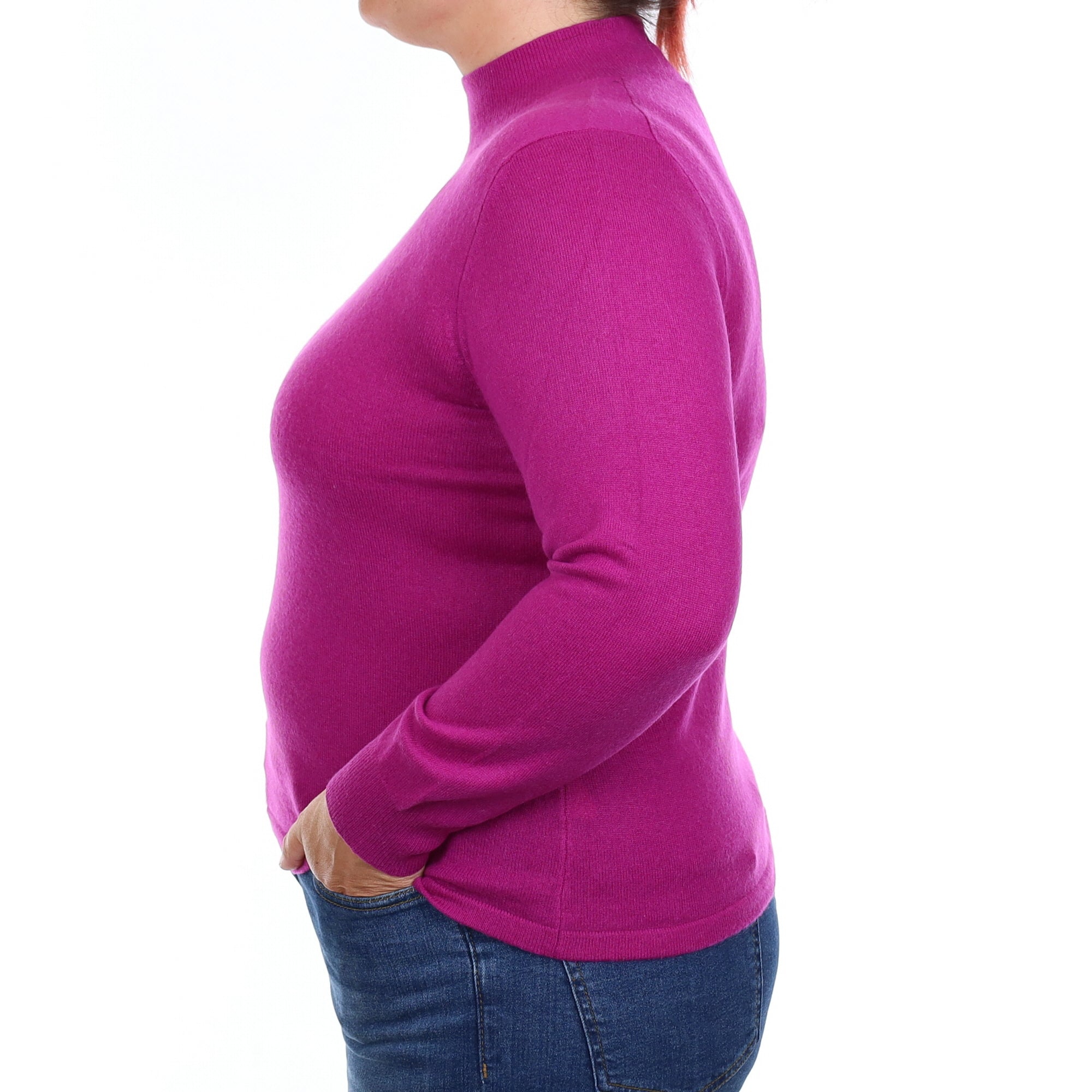 Magenta Purple Cashmere Turtleneck Jumper Large