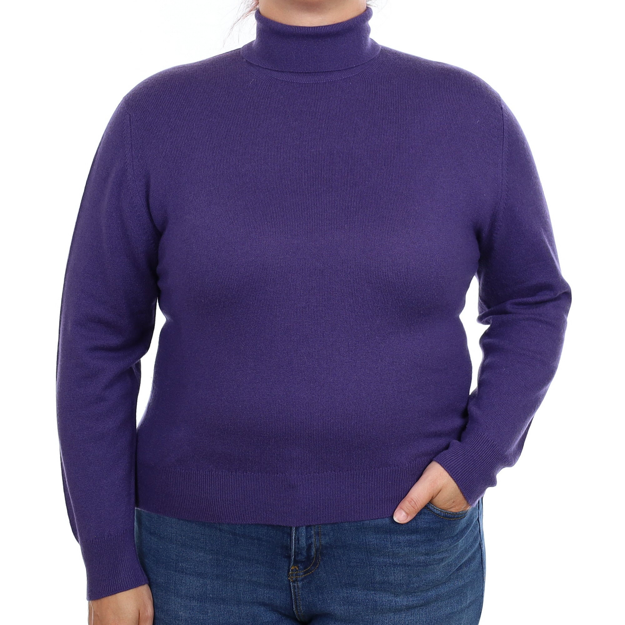 Deep Purple Cashmere Polo Neck Jumper Large