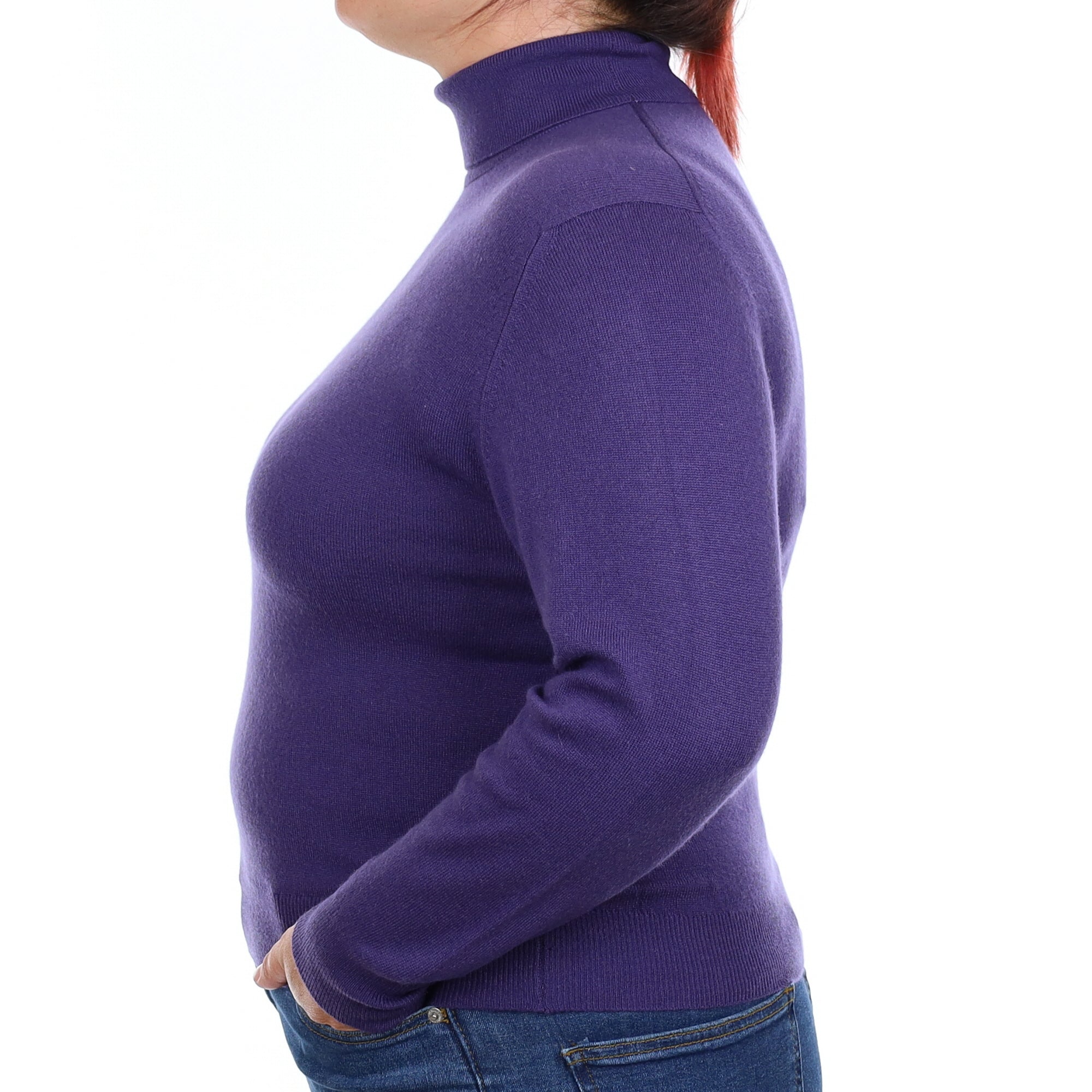 Deep Purple Cashmere Polo Neck Jumper Large