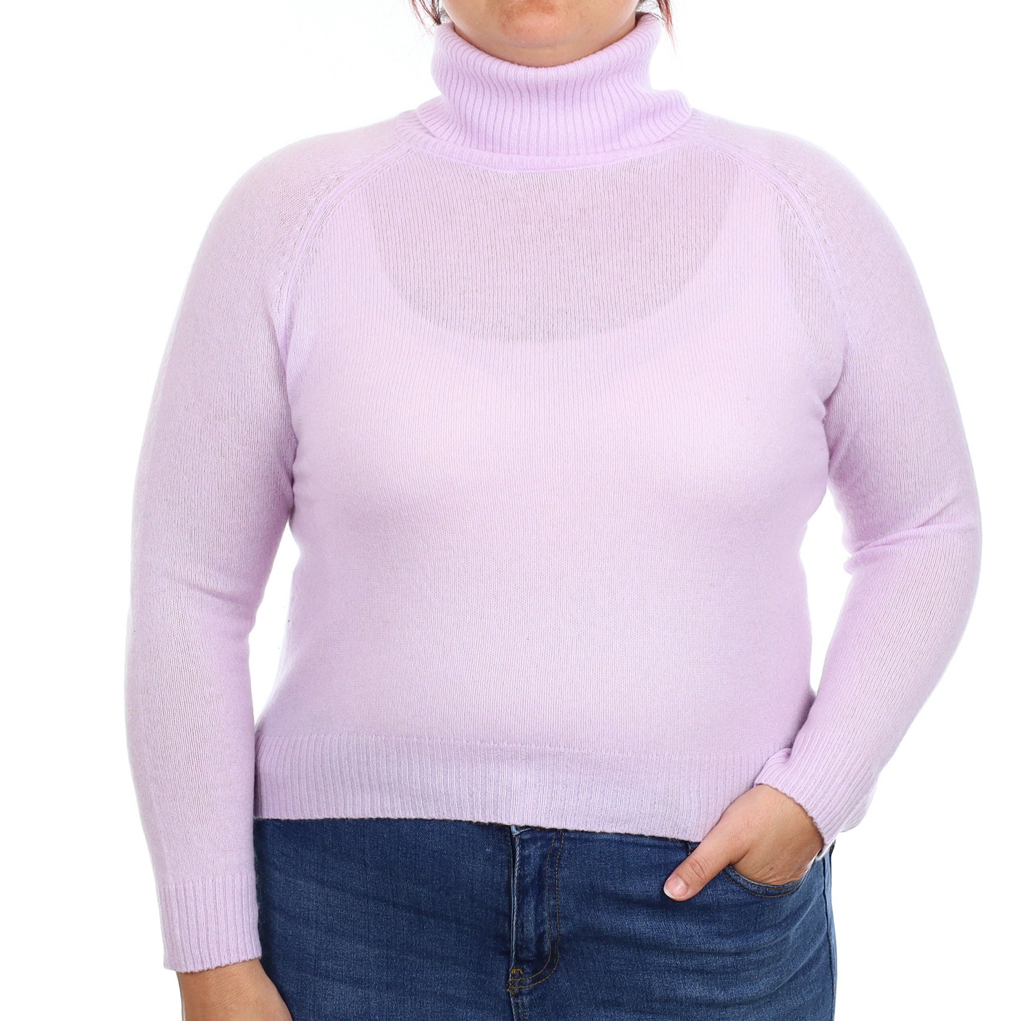 Thistle Purple Cashmere Polo Neck Jumper Large