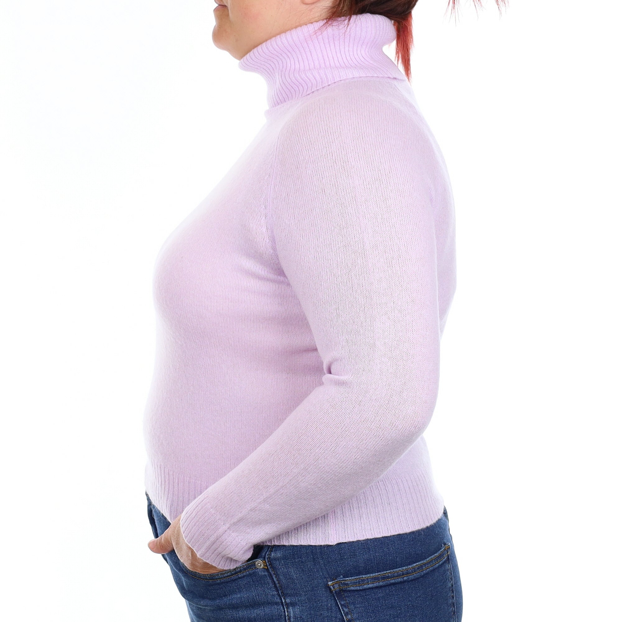 Thistle Purple Cashmere Polo Neck Jumper Large