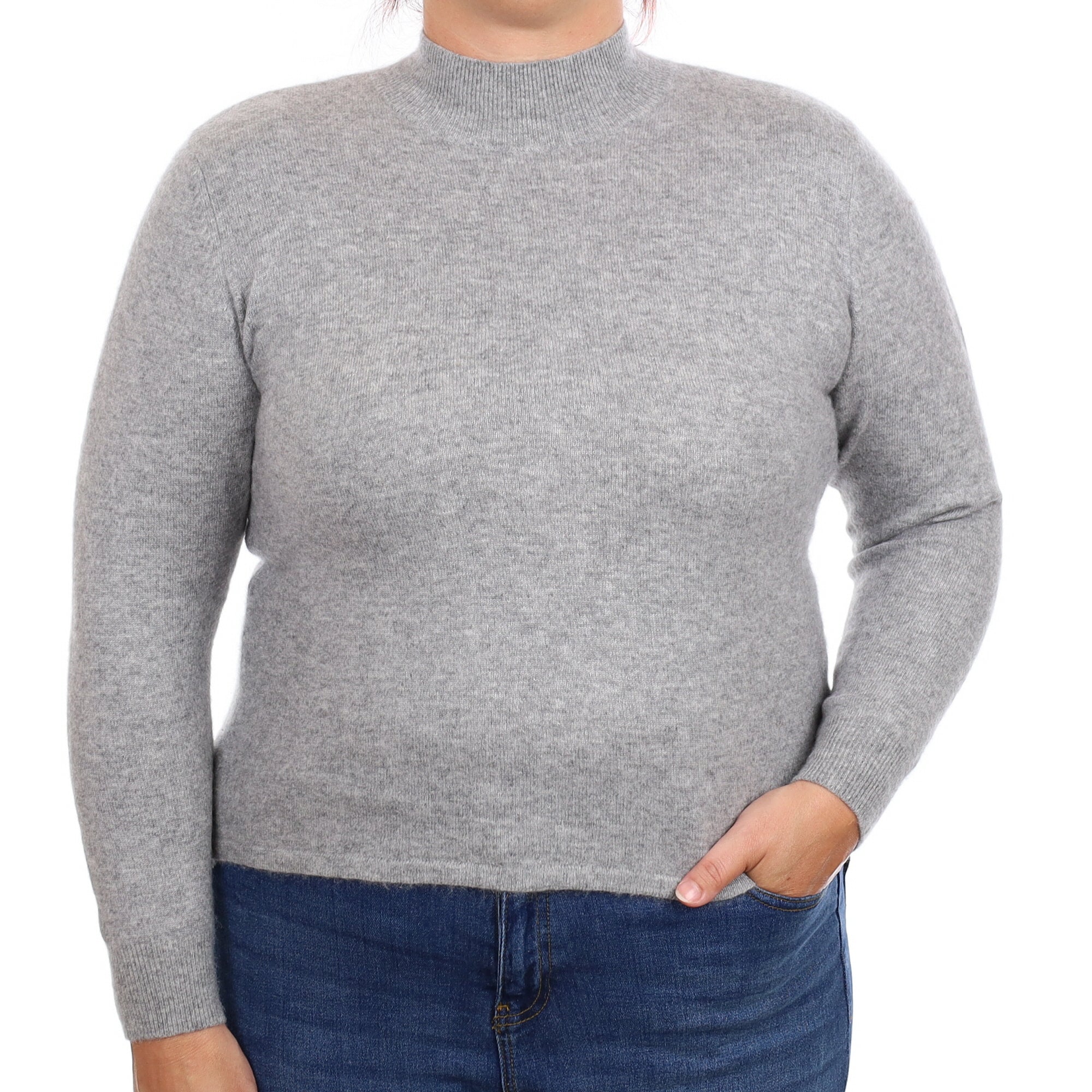 Smoke Grey Cashmere Turtleneck Jumper Large