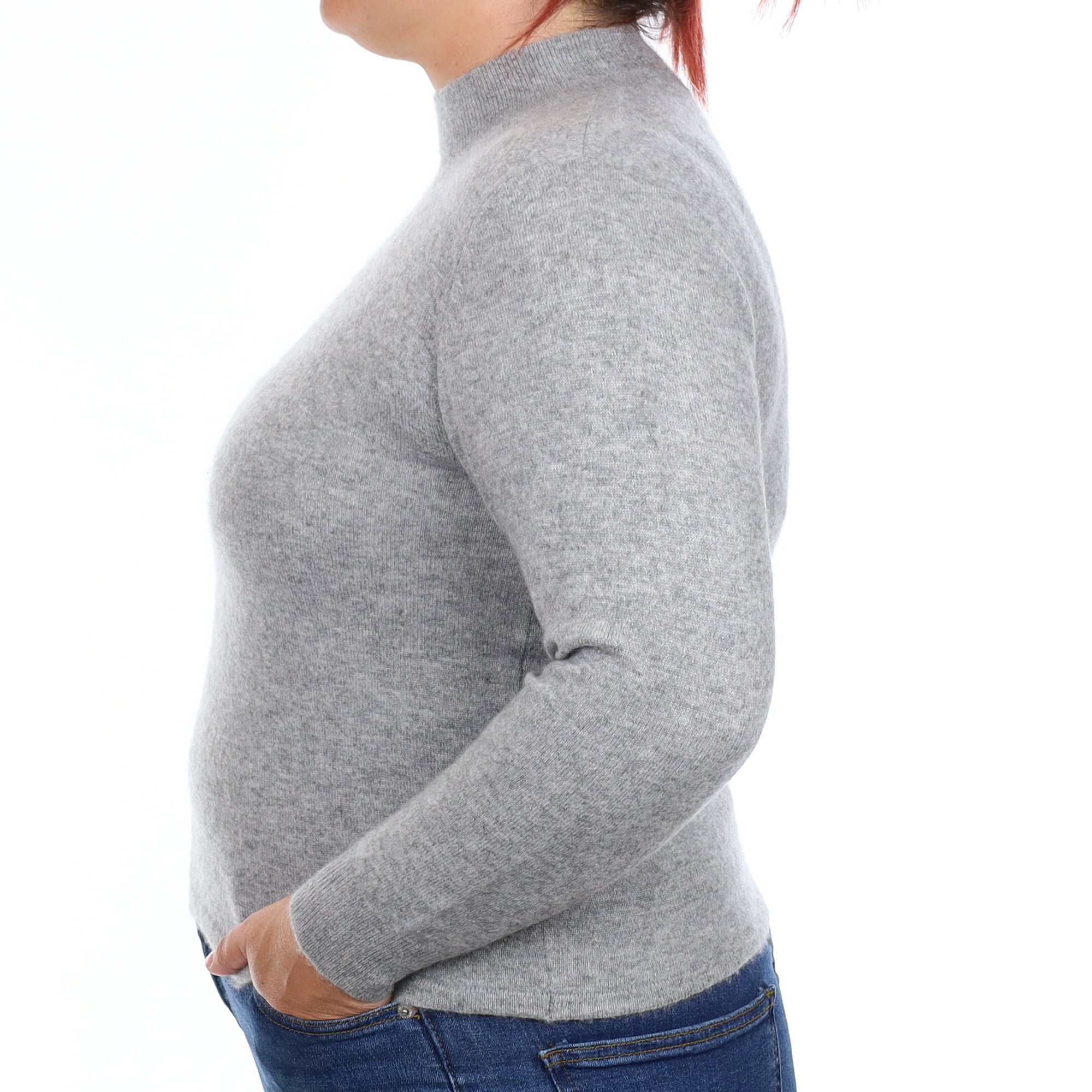 Smoke Grey Cashmere Turtleneck Jumper Large