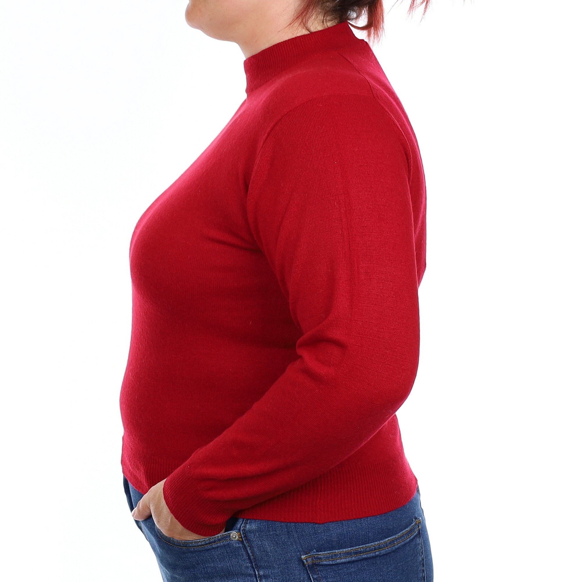 Crimson Red Cashmere Turtleneck Jumper Large