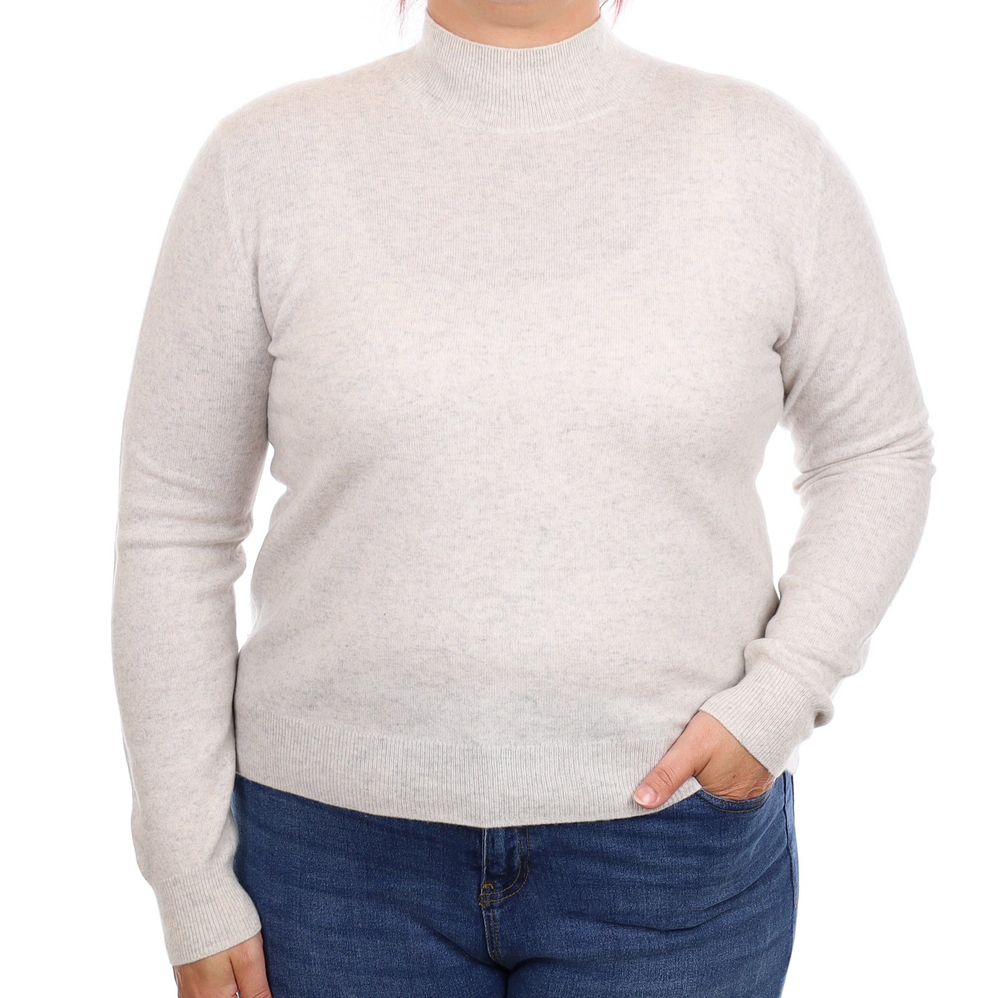 Frost Grey Cashmere Turtleneck Jumper Large