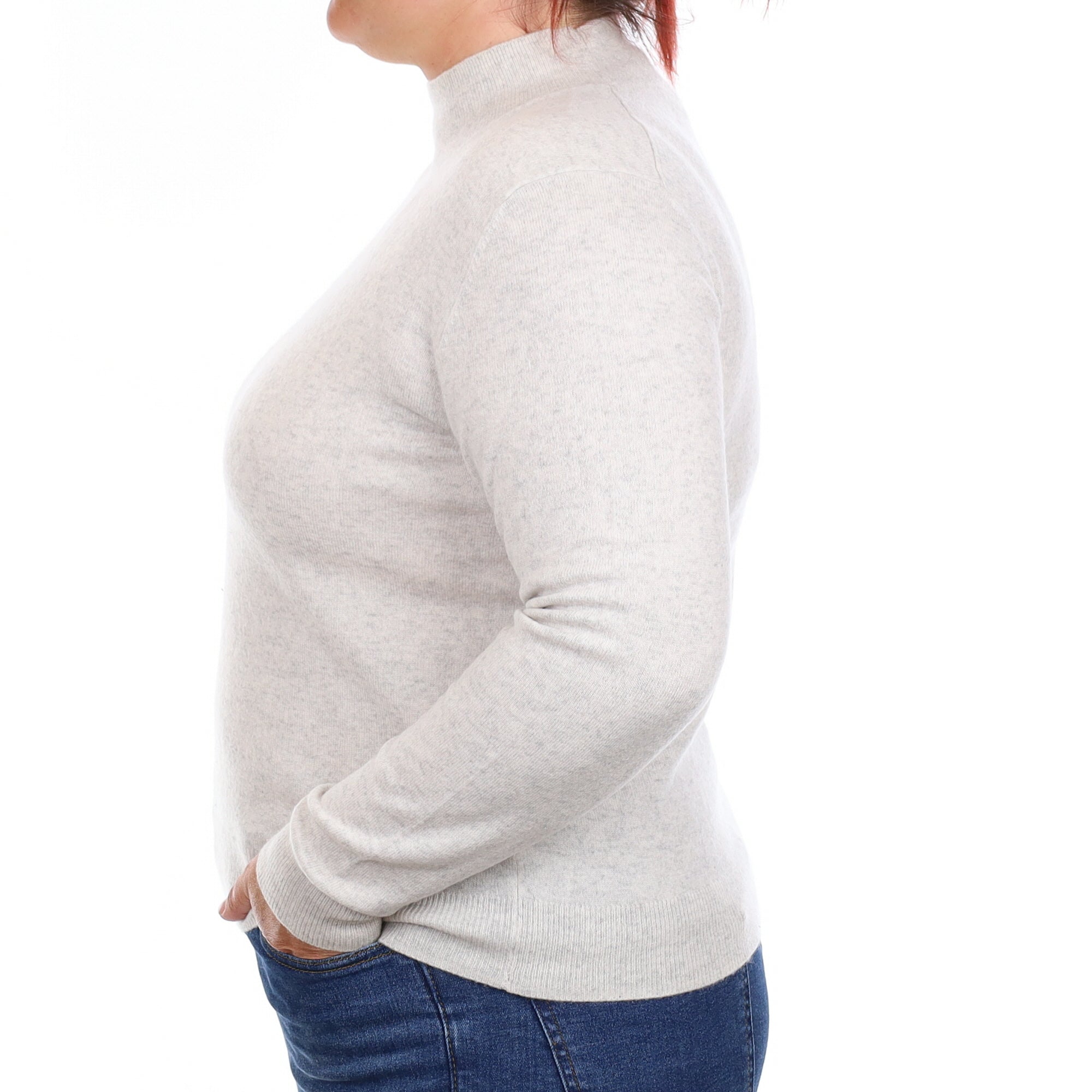 Frost Grey Cashmere Turtleneck Jumper Large