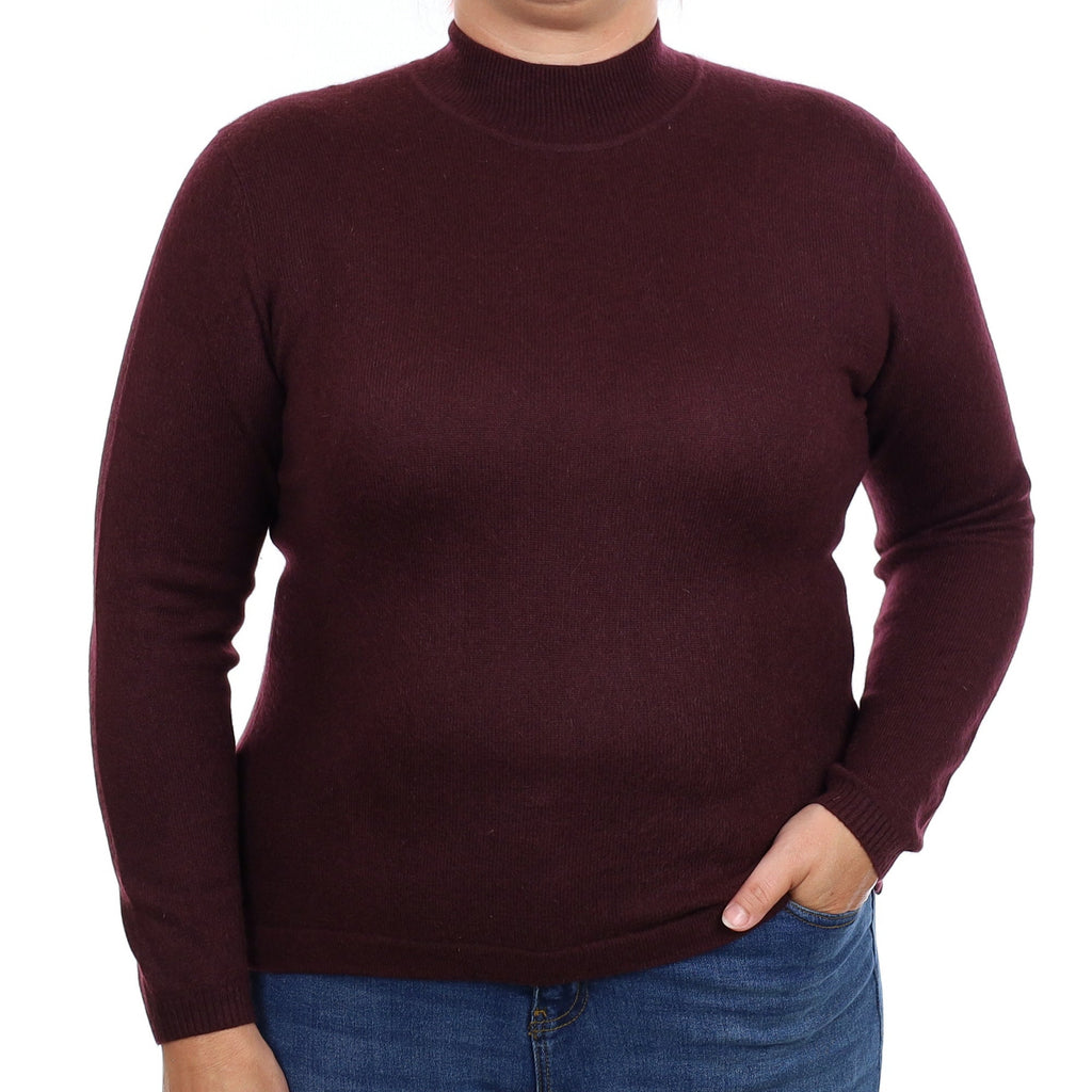 Aubergine Purple Cashmere Turtleneck Jumper Large