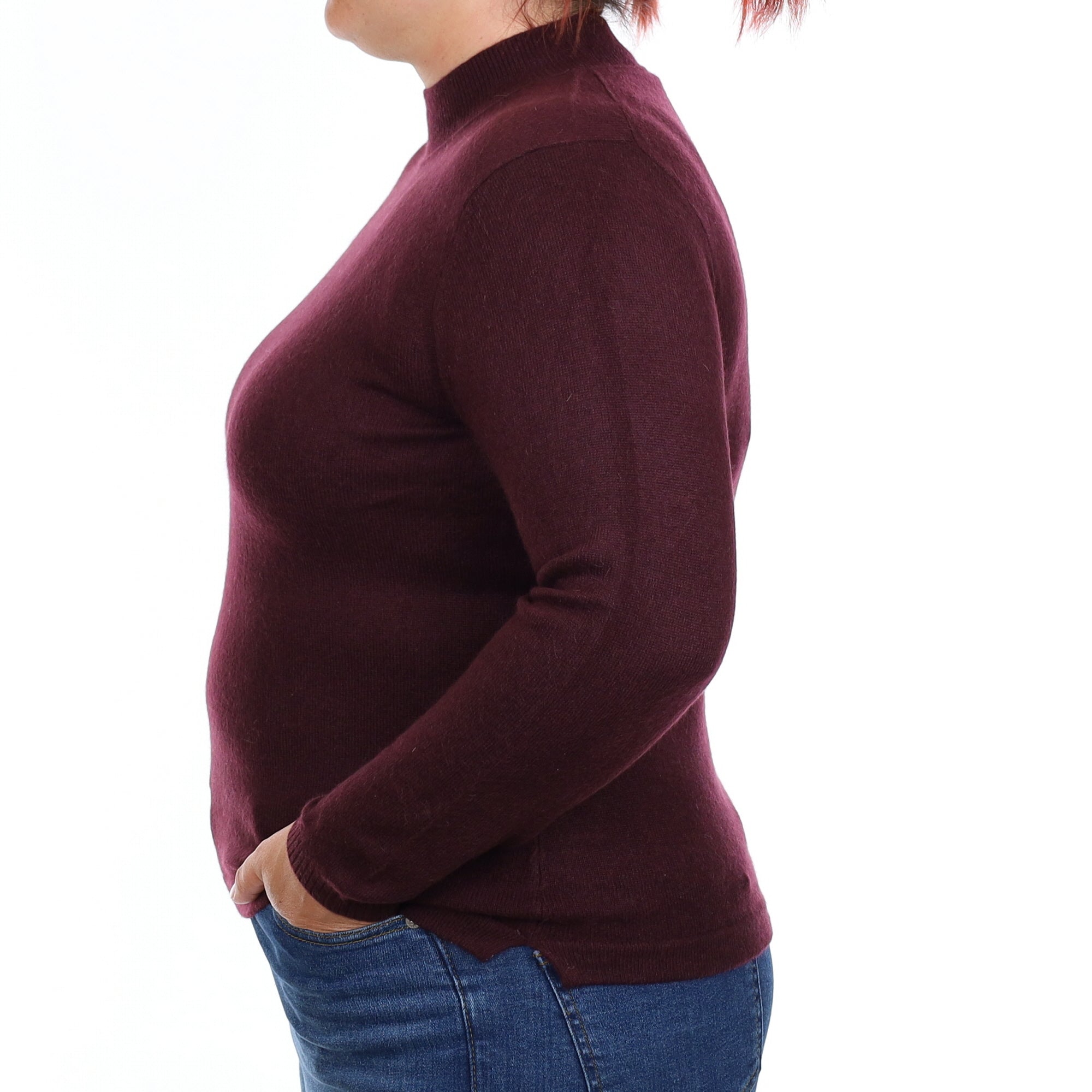 Aubergine Purple Cashmere Turtleneck Jumper Large