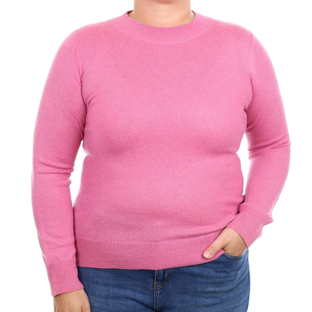Loganberry Pink Cashmere Crew Neck Jumper Large