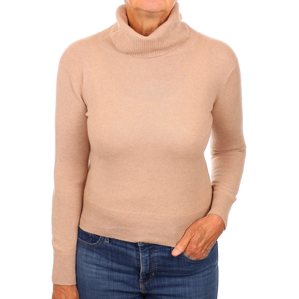 Nude Pink Cashmere Polo Neck Jumper Medium