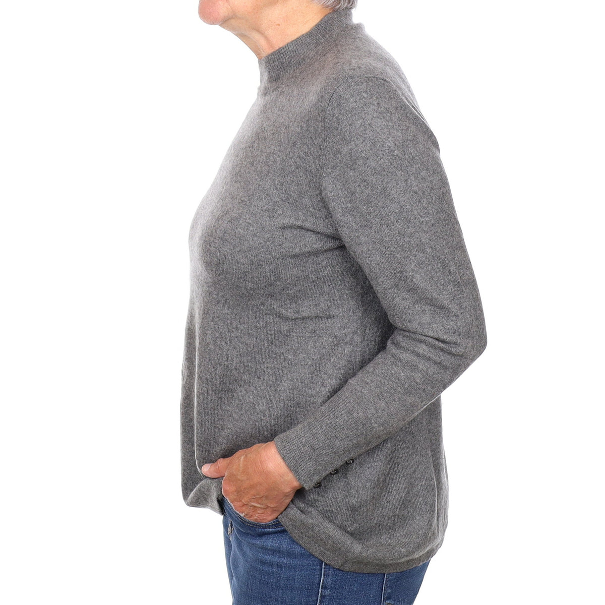 Slate Grey Cashmere Turtle Neck Jumper Medium