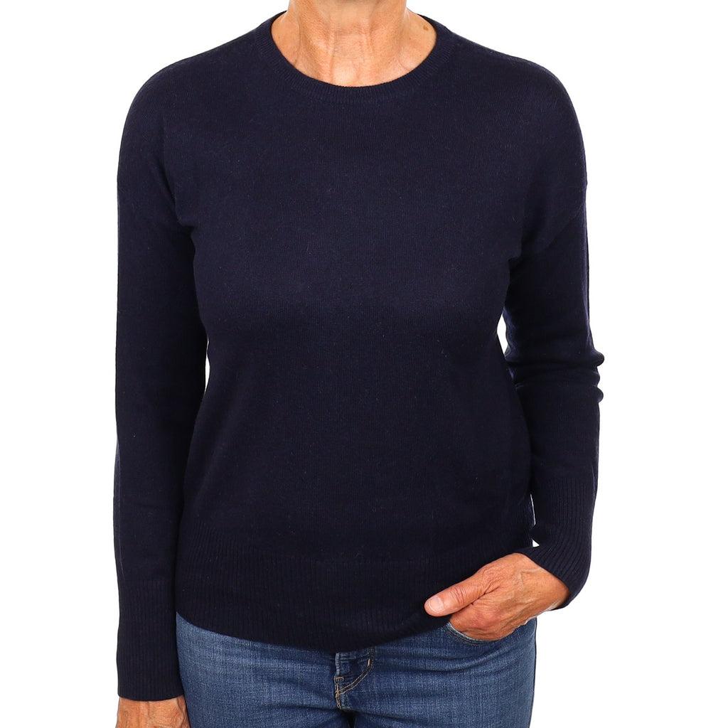 Navy Blue Cashmere Crew Neck Jumper Medium