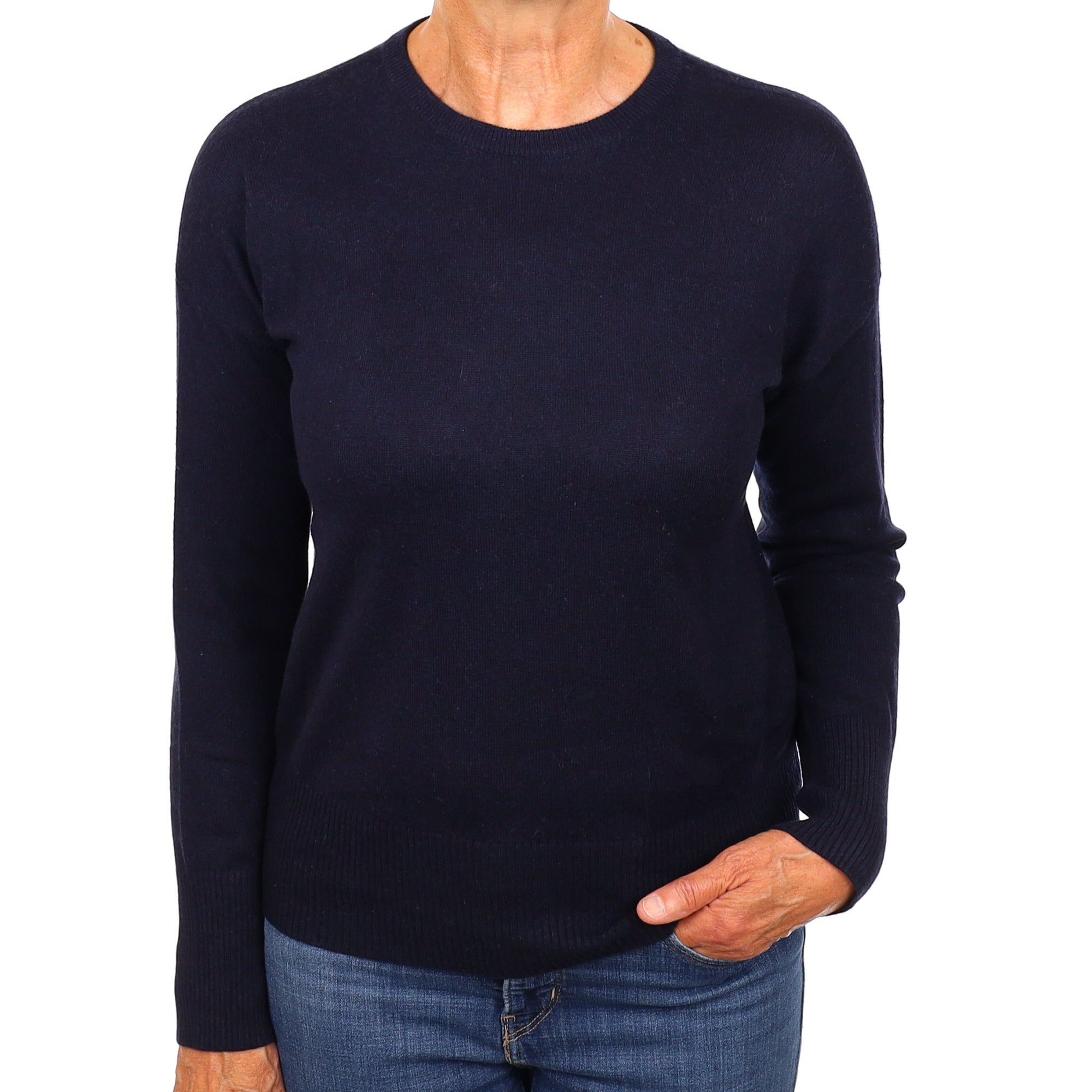 Navy Blue Cashmere Crew Neck Jumper Medium