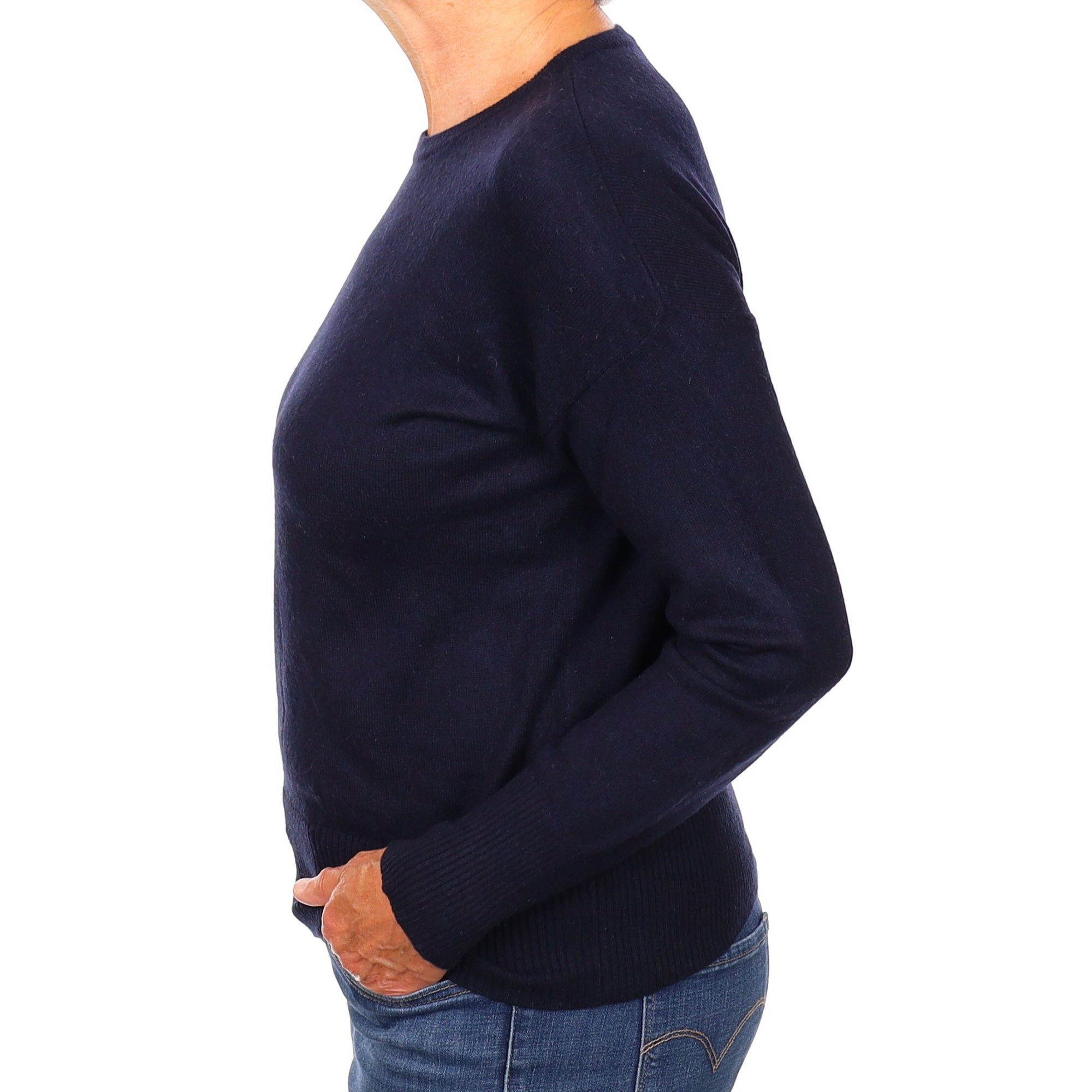 Navy Blue Cashmere Crew Neck Jumper Medium