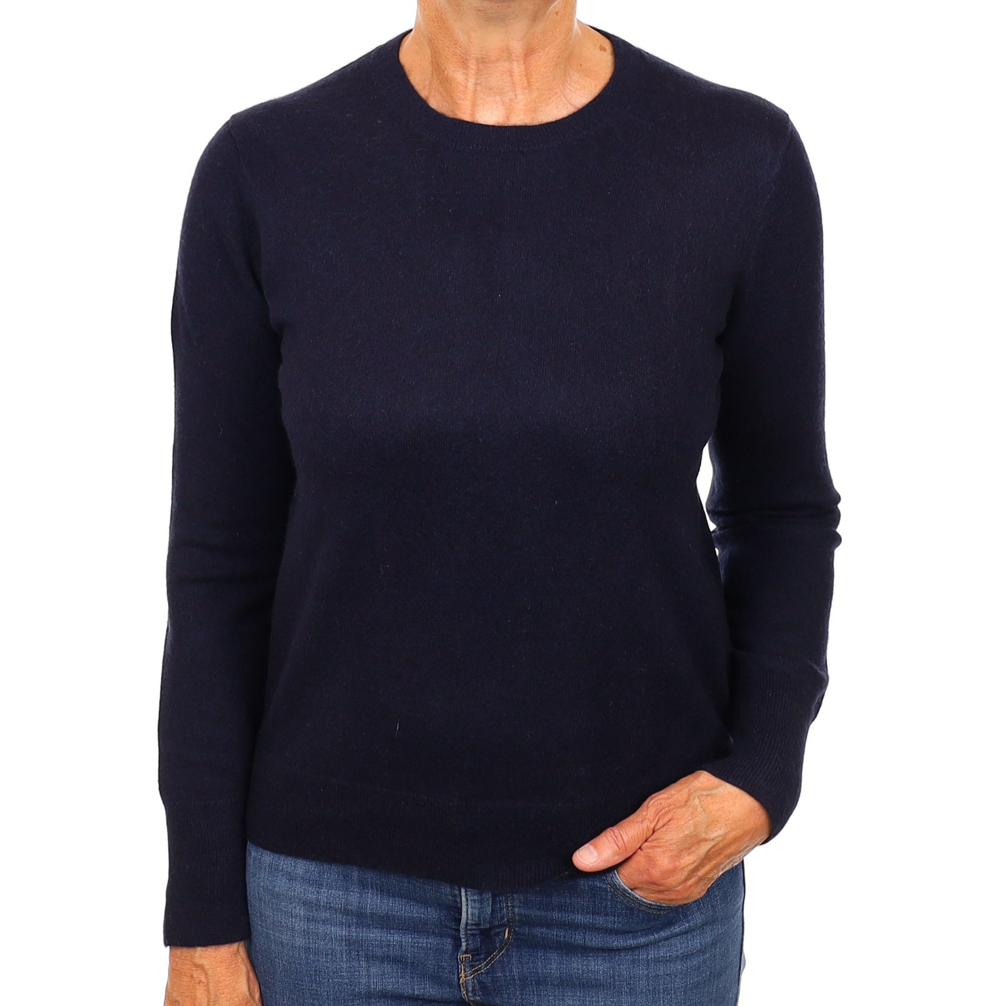 Navy Blue Cashmere Crew Neck Jumper Medium