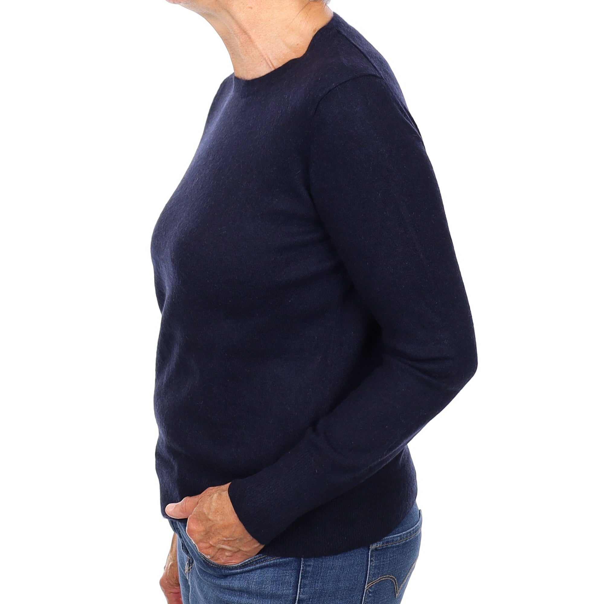 Navy Blue Cashmere Crew Neck Jumper Medium