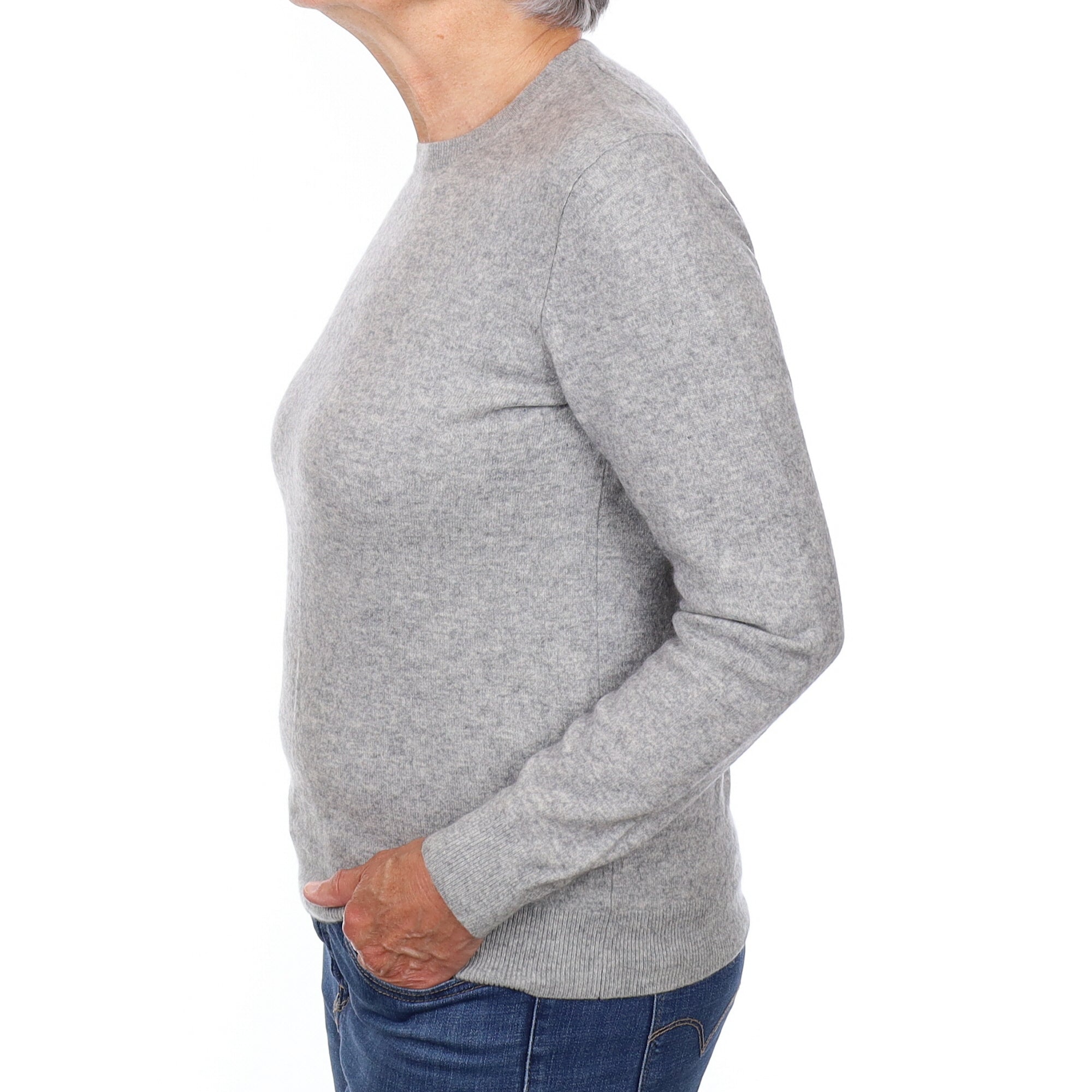 Smoke Grey Cashmere Crew Neck Jumper Medium