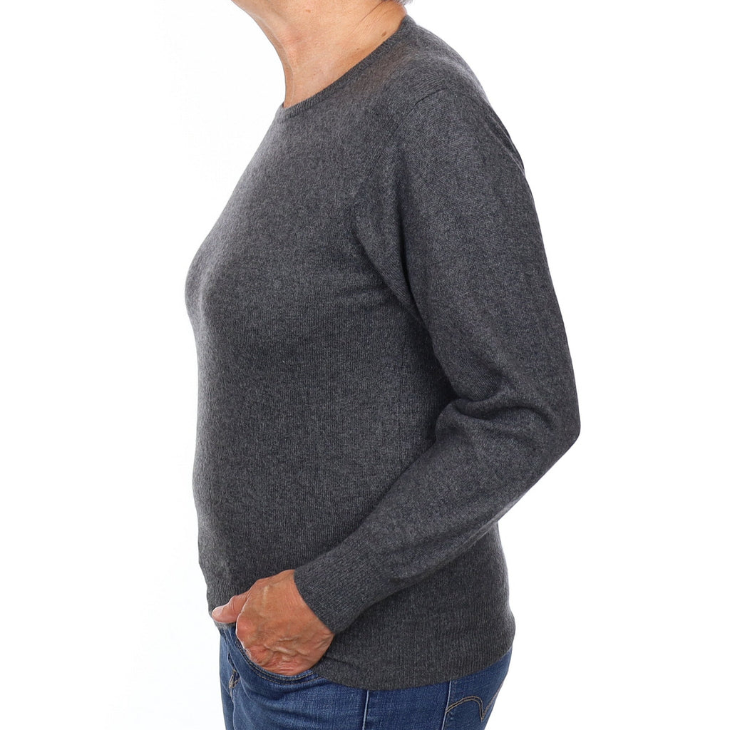 Charcoal Grey Cashmere Crew Neck Jumper Medium