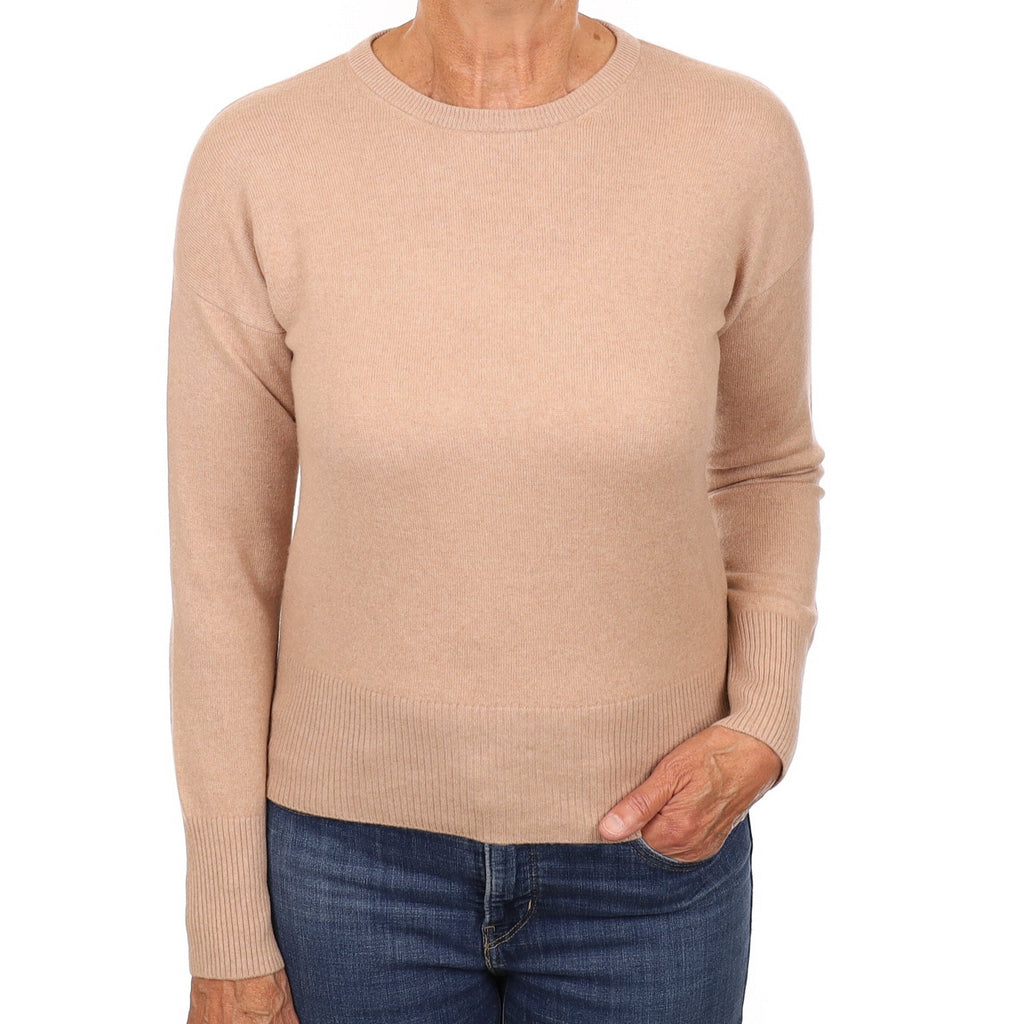 Buff Beige Cashmere Crew Neck Jumper Medium