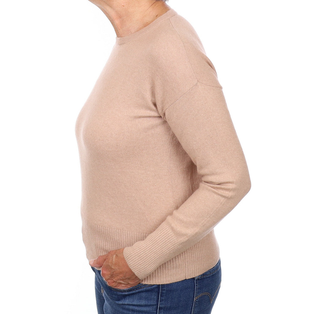 Buff Beige Cashmere Crew Neck Jumper Medium